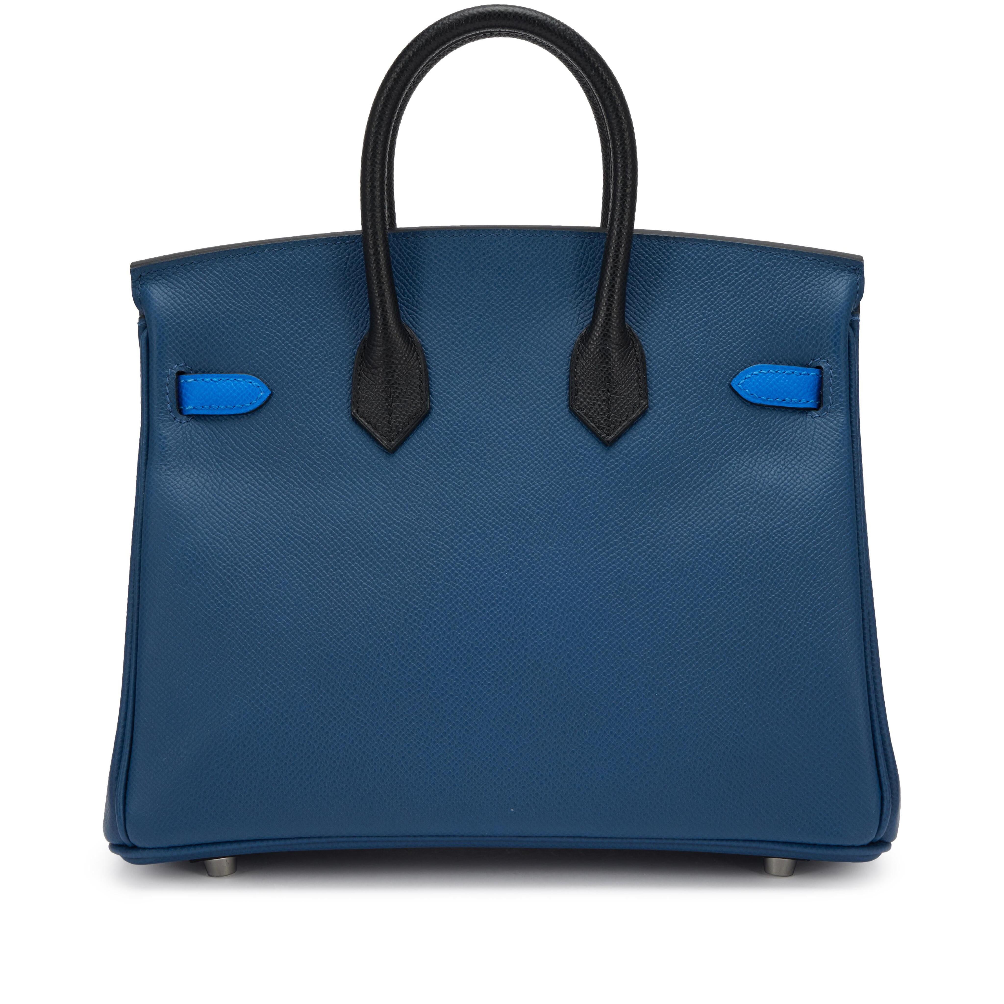 エルメス バーキン 25 トリコロール Deep Bleu Bleu Hydra Black エプソン シルバー金具 HERMES BIRKIN 25 TRICOLOR DEEP BLEU BLEU HYDRA BLACK EPSOM SILVER HARDWARE