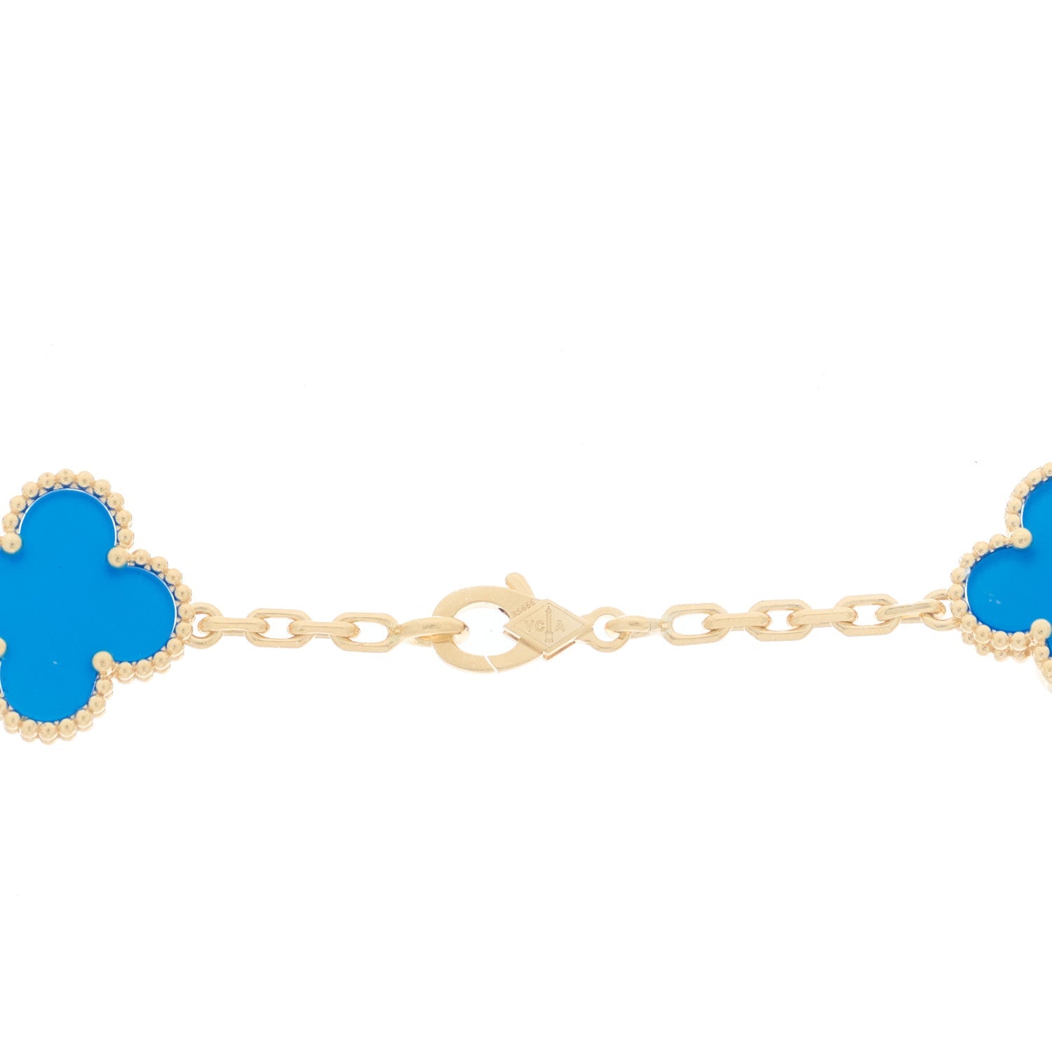 ヴァンクリーフ＆アーペル ヴィンテージアルハンブラ 10モチーフ ネックレス ブルーアゲート 18K イエローゴールド VAN CLEEF & ARPELS VINTAGE ALHAMBRA 10 MOTIFS NECKLACE BLUE AGATE 18K YELLOW GOLD
