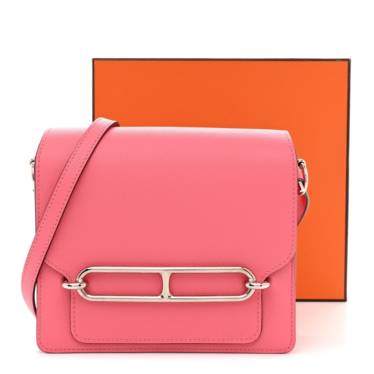 エルメス ミニルリ Rose Azalee エバーカラー シルバー金具 HERMES ROULIS ROSE AZALEE EVERCOLOR SILVER HARDWARE
