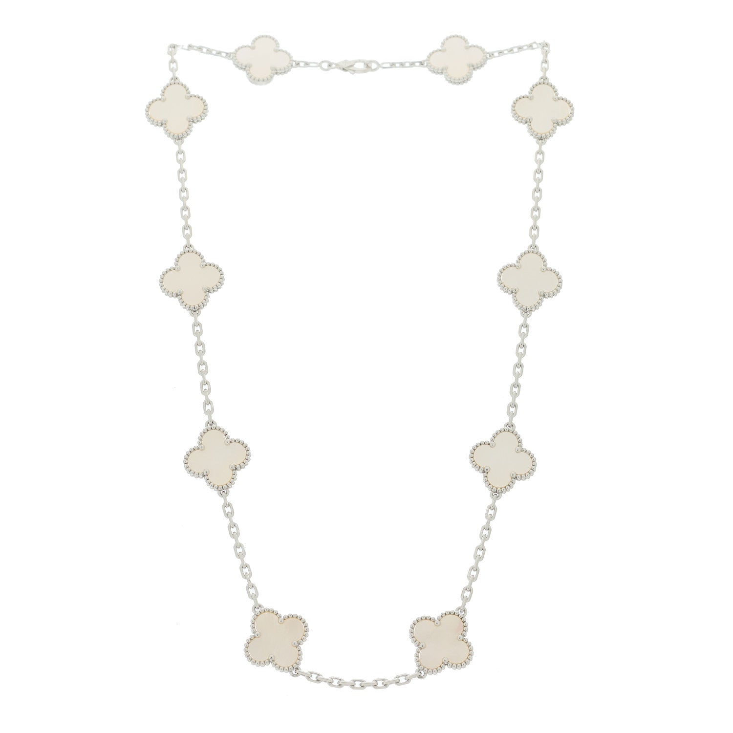 ヴァンクリーフ＆アーペル ヴィンテージアルハンブラ 10モチーフ ネックレス マザーオブパール 18K ホワイトゴールド VAN CLEEF & ARPELS VINTAGE ALHAMBRA 10 MOTIFS NECKLACE MOTHER OF PEARL 18K WHITE GOLD