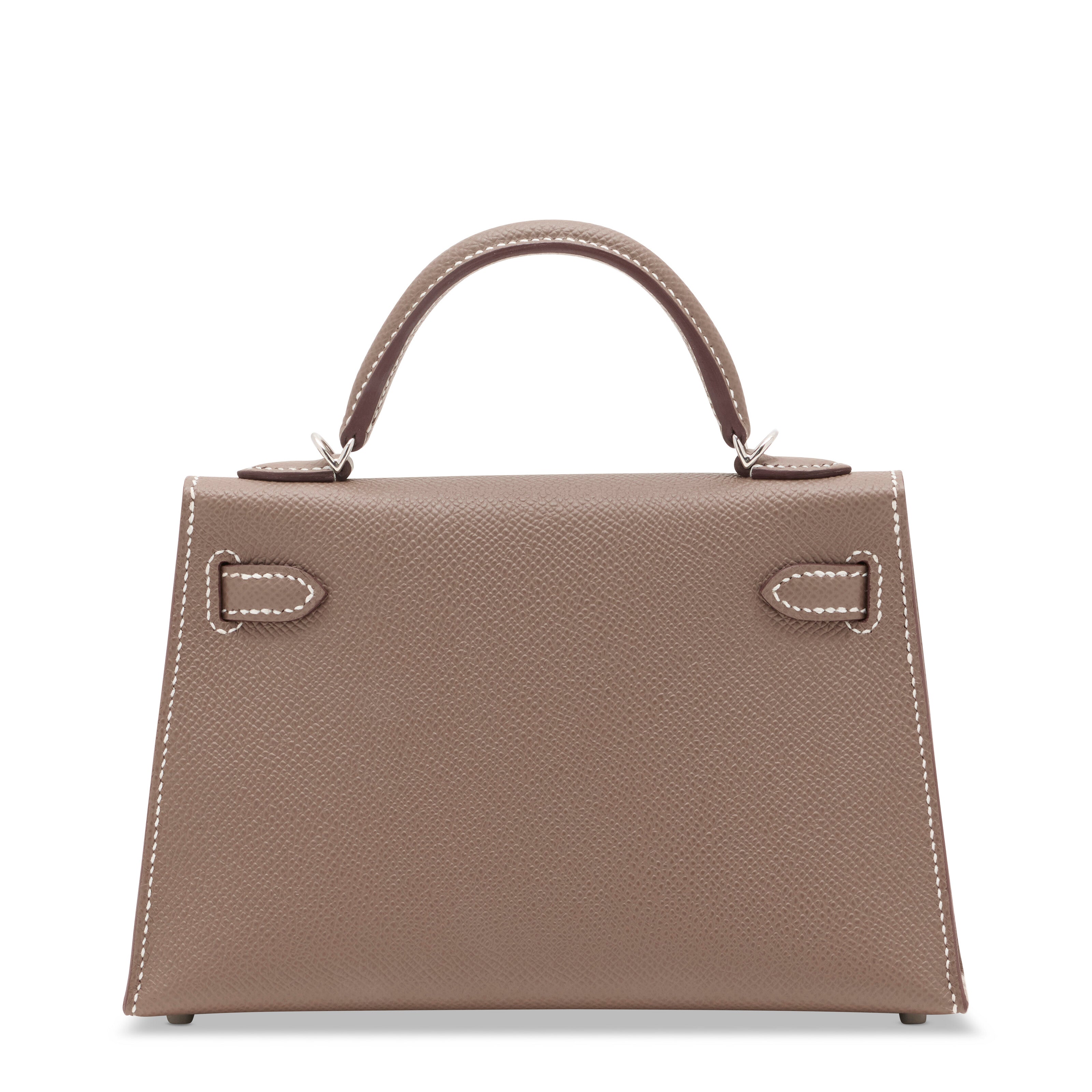 エルメス ミニケリー 20 外縫い Etoupe エプソン シルバー金具 HERMES MINI KELLY 20 SELLIER ETOUPE EPSOM SILVER HARDWARE