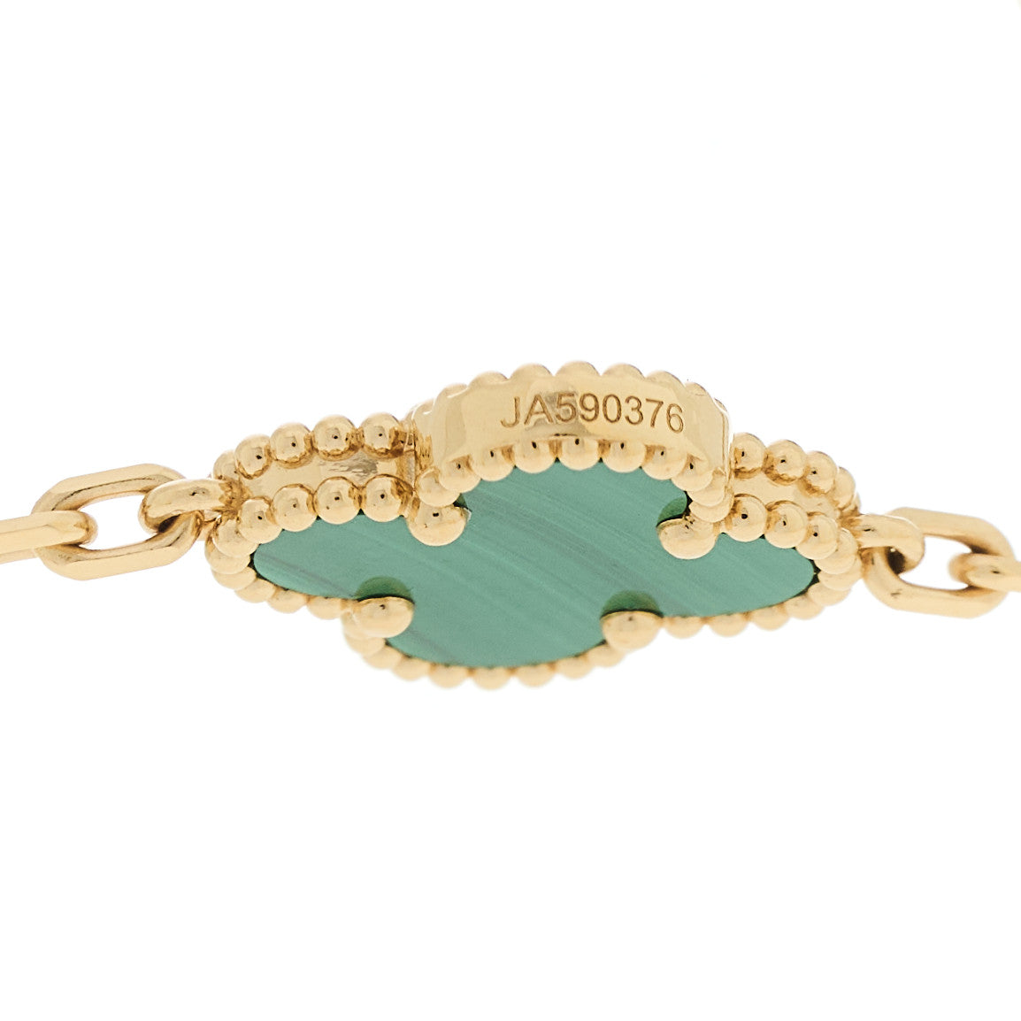 ヴァンクリーフ＆アーペル ヴィンテージアルハンブラ 10モチーフ ネックレス マラカイト 18K イエローゴールド VAN CLEEF & ARPELS VINTAGE ALHAMBRA 10 MOTIFS NECKLACE MALACHITE 18K YELLOW GOLD