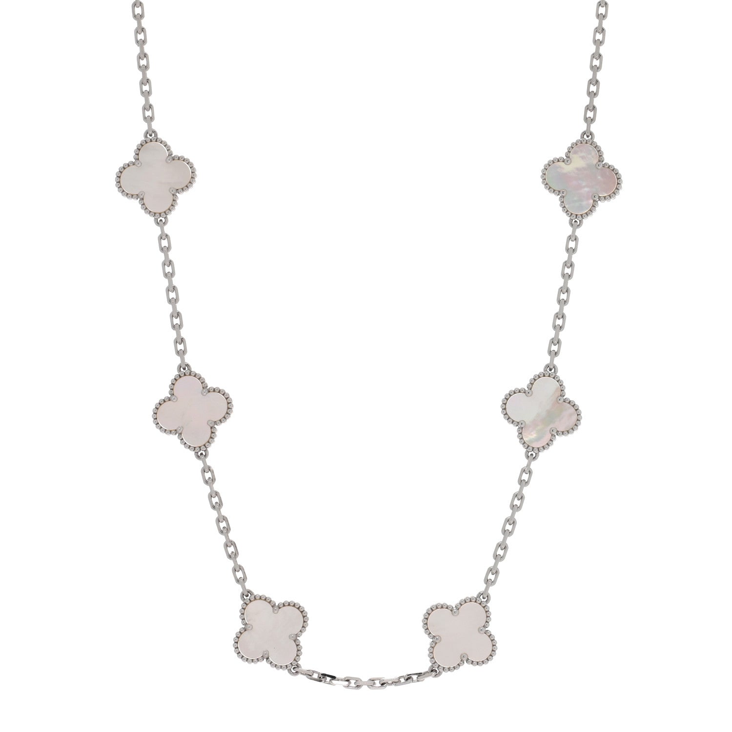 ヴァンクリーフ＆アーペル ヴィンテージアルハンブラ 10モチーフ ネックレス マザーオブパール 18K ホワイトゴールド VAN CLEEF & ARPELS VINTAGE ALHAMBRA 10 MOTIFS NECKLACE MOTHER OF PEARL 18K WHITE GOLD