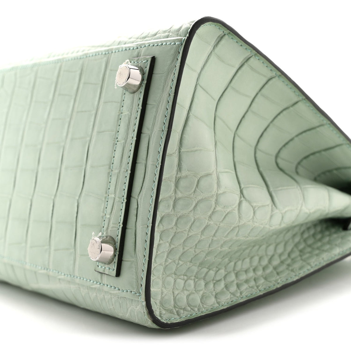 エルメス バーキンセリエ 25 外縫い Vert D'eau マットアリゲーター シルバー金具 HERMES BIRKIN 25 SELLIER VERT D'EAU MATTE ALLIGATOR SILVER HARDWARE