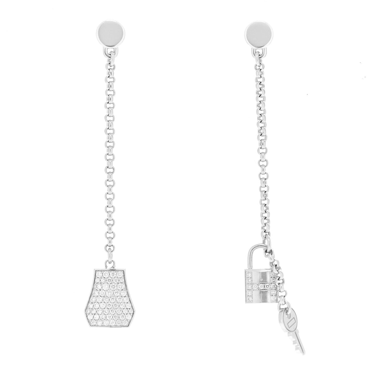 エルメス ケリークロシェット ドロップ ピアス 18K ホワイトゴールド ダイヤモンド HERMES KELLY CLOCHETTE DROP EARRINGS 18K WHITE GOLD DIAMOND
