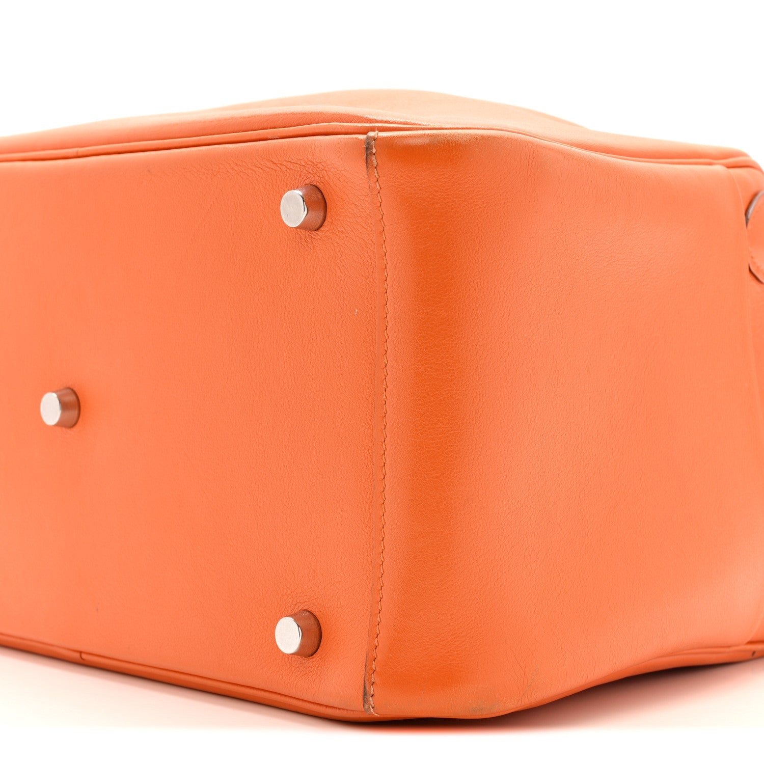 HERMES LINDY 30 ORANGE SWIFT SILVER HARDWARE