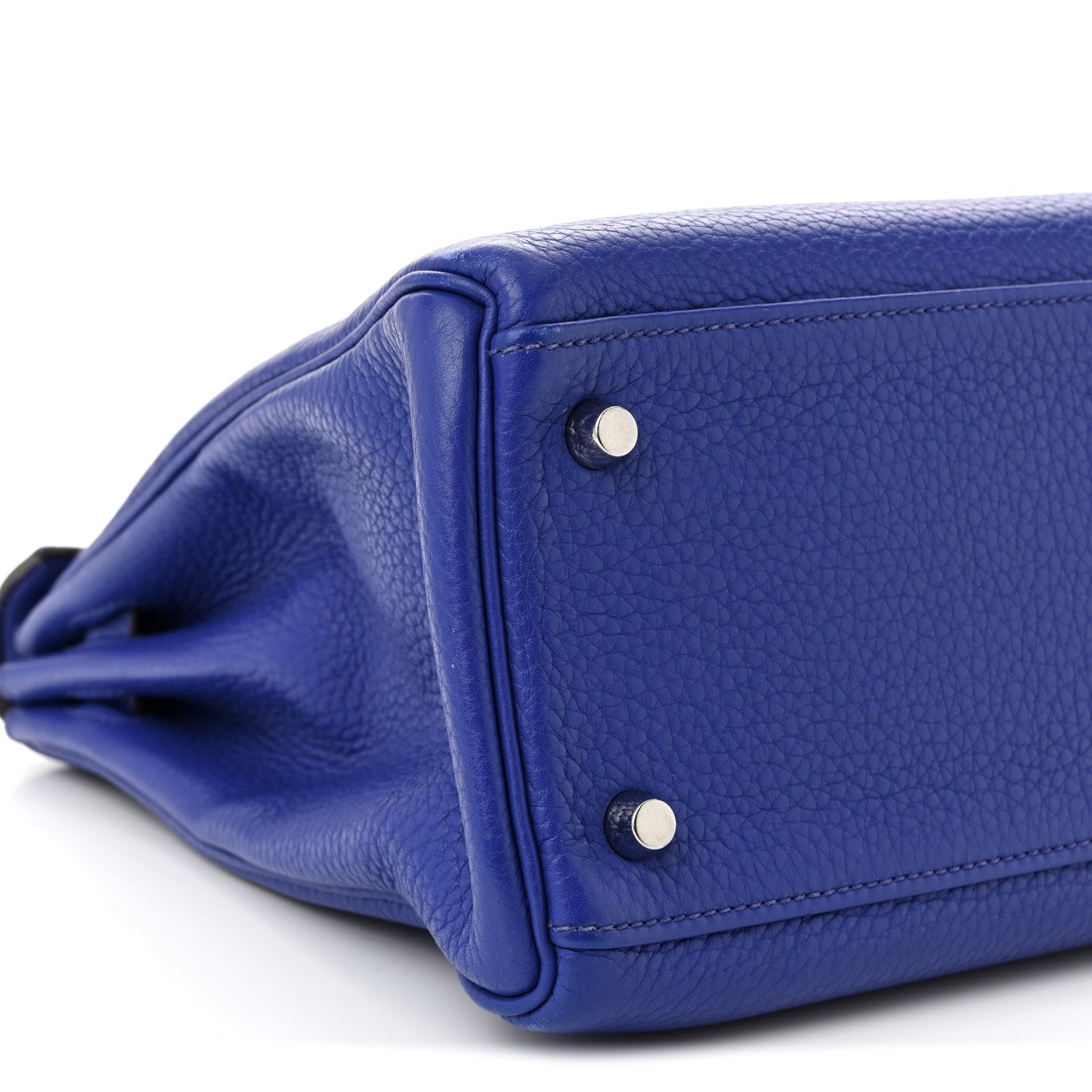 HERMES KELLY 32 RETOURNE BLEU ELECTRIQUE TAURILLON CLEMENCE SILVER HARDWARE