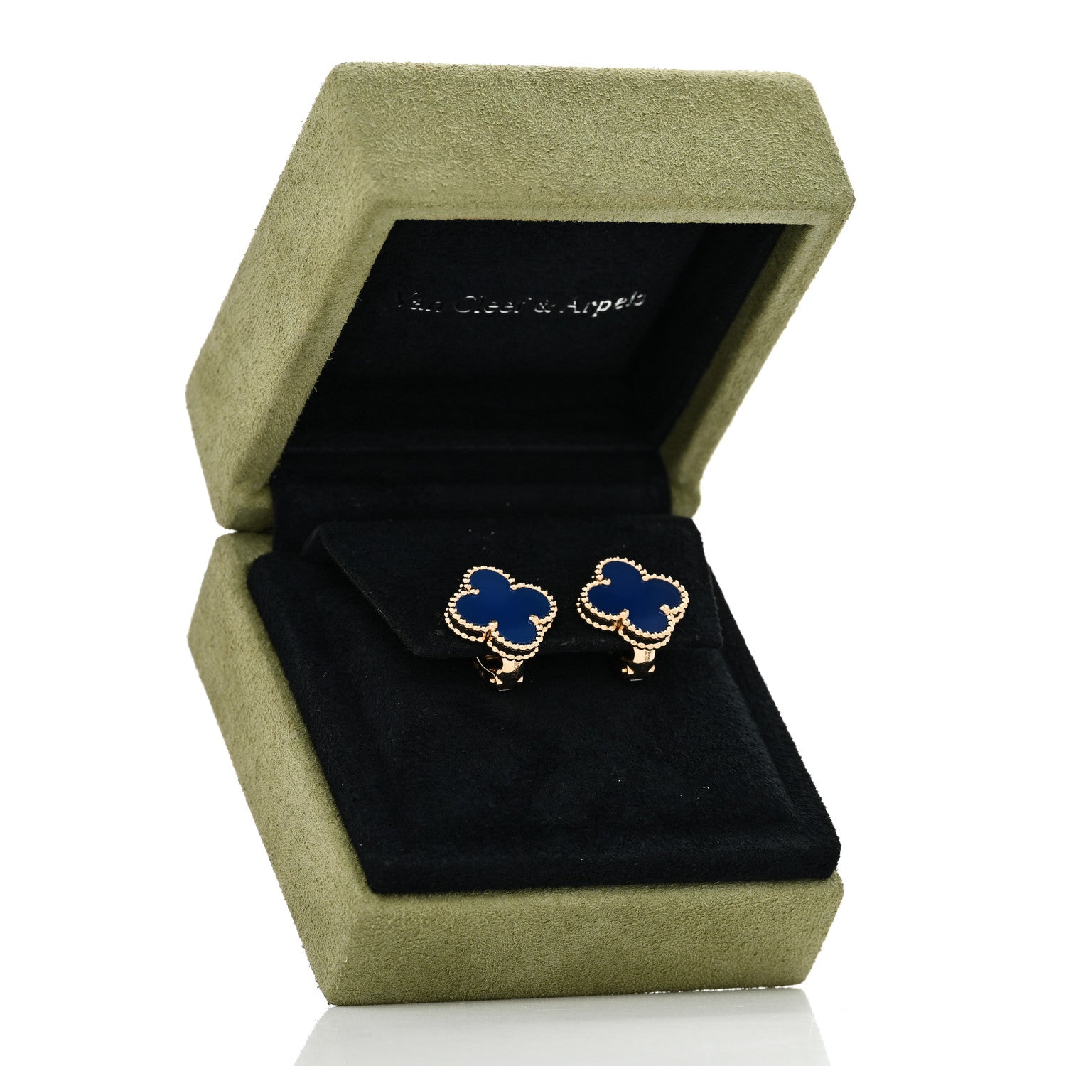 VAN CLEEF 18Kイエローゴールド ブルーアゲート ヴィンテージ アルハンピアス ピアス