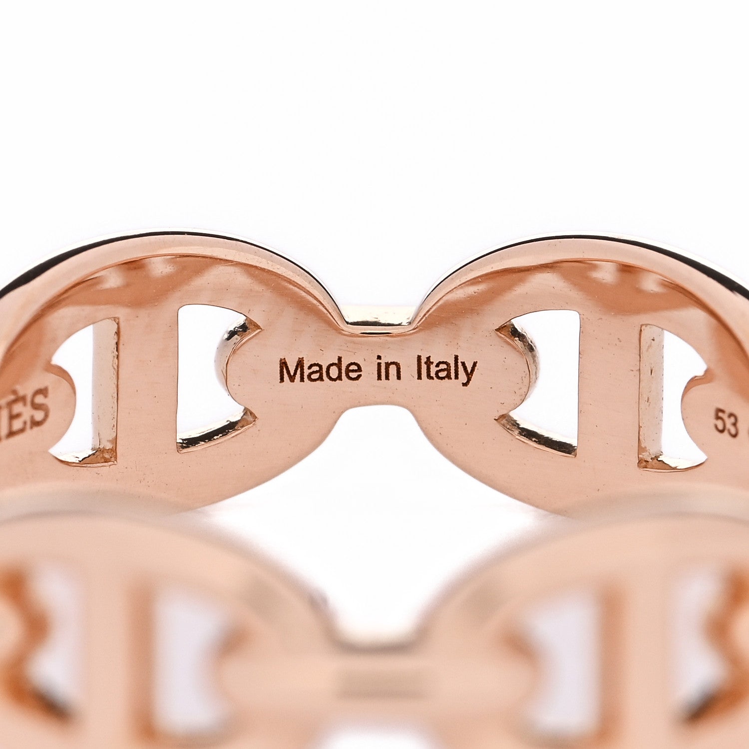 エルメス 18K ローズ ゴールド PM シェーヌ ダンクル アンシャイネ リング 53 6.5