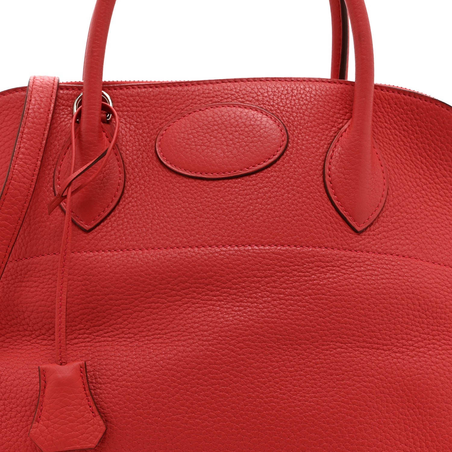HERMES BOLIDE 35 ROUGE CASAQUE TAURILLON CLEMENCE SILVER HARDWARE