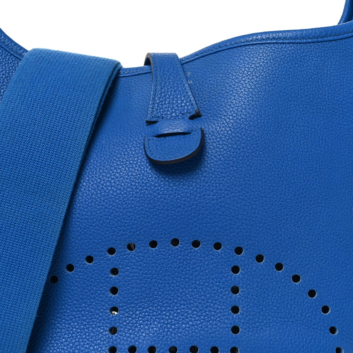 HERMES EVELYNE PM BLEU ZELLIGE TAURILLON CLEMENCE SILVER HARDWARE