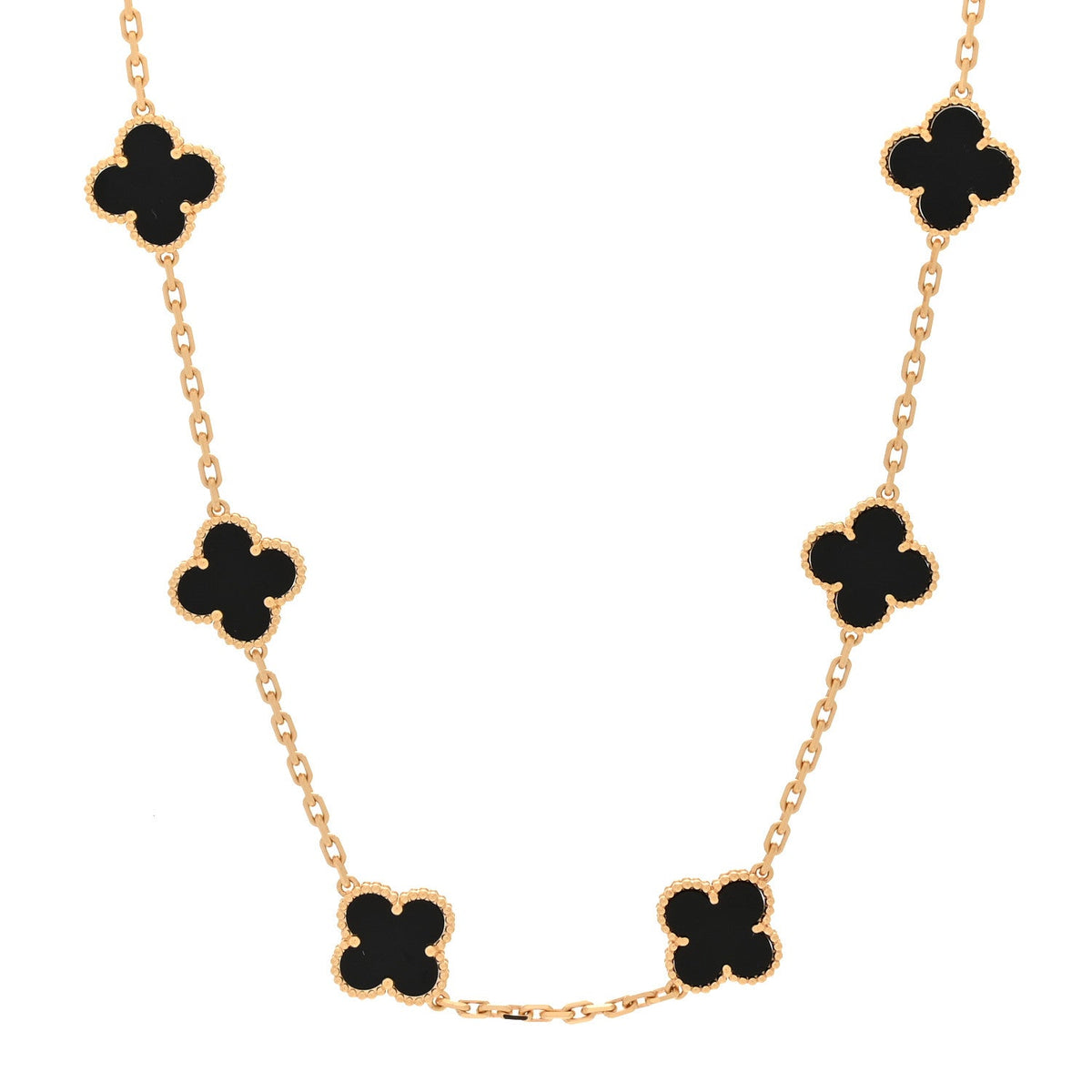 ヴァンクリーフ＆アーペル ヴィンテージアルハンブラ 10モチーフ ネックレス ブラックオニキス 18K イエローゴールド VAN CLEEF & ARPELS VINTAGE ALHAMBRA 10 MOTIFS NECKLACE BLACK ONYX 18K YELLOW GOLD