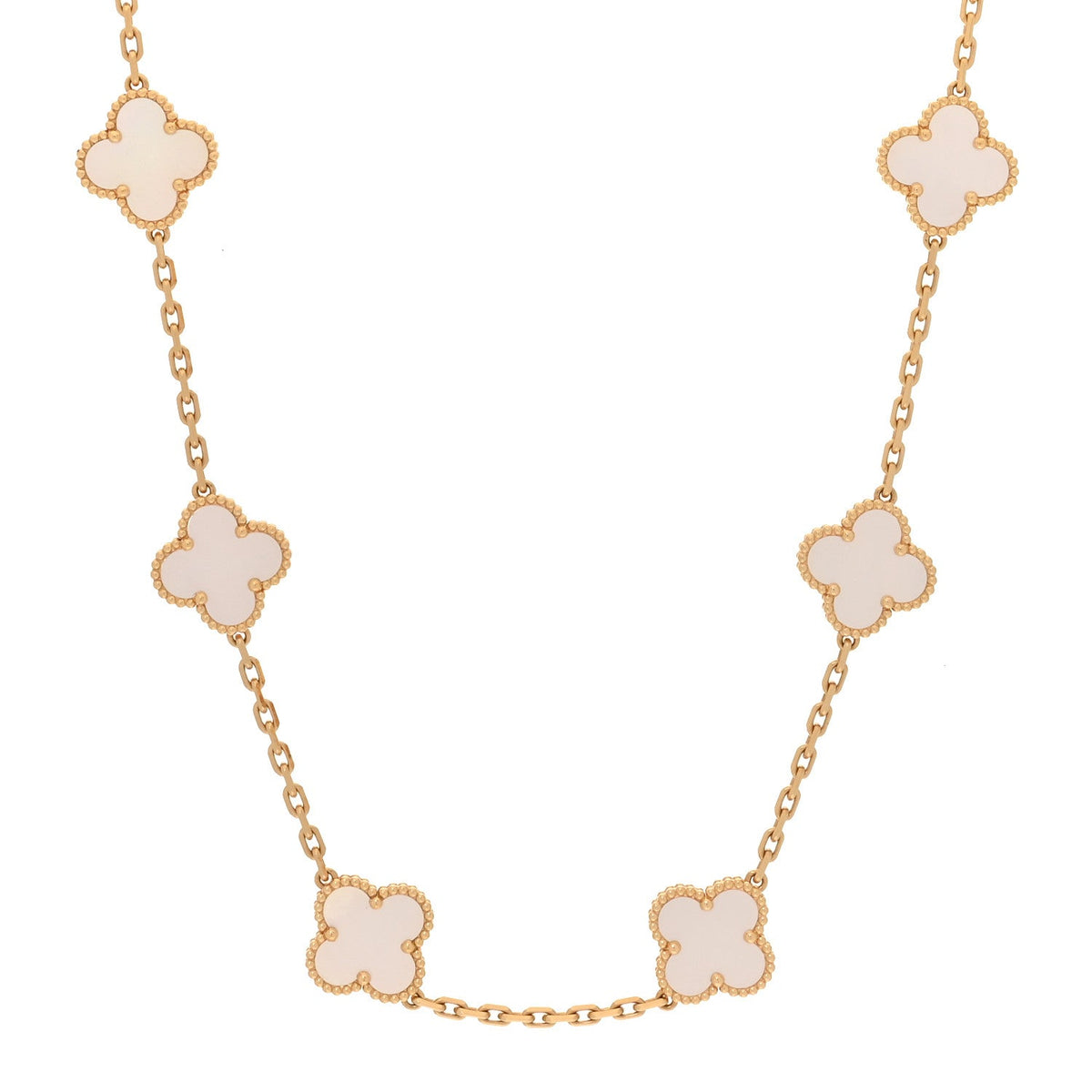 ヴァンクリーフ＆アーペル ヴィンテージアルハンブラ 10モチーフ ネックレス マザーオブパール 18K イエローゴールド VAN CLEEF & ARPELS VINTAGE ALHAMBRA 10 MOTIFS NECKLACE MOTHER OF PEARL 18K YELLOW GOLD