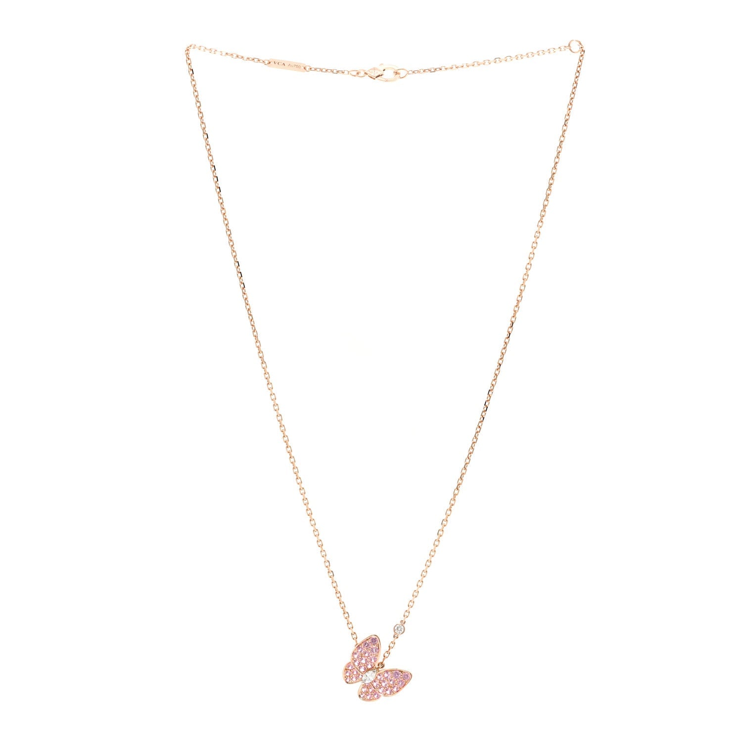 ヴァンクリーフ＆アーペル ツーバタフライ ペンダントネックレス ダイヤモンド 18K ローズゴールド VAN CLEEF & ARPELS TWO BUTTERFLY PENDANT NECKLACE DIAMOND 18K ROSE GOLD