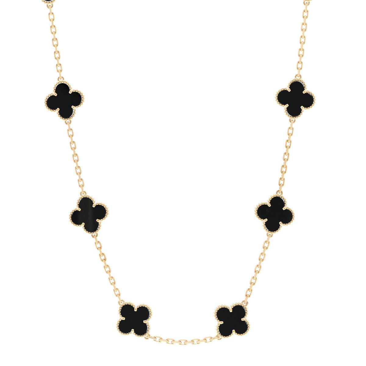 ヴァンクリーフ＆アーペル ヴィンテージアルハンブラ 10モチーフ ネックレス ブラックオニキス 18K イエローゴールド VAN CLEEF & ARPELS VINTAGE ALHAMBRA 10 MOTIFS NECKLACE BLACK ONYX 18K YELLOW GOLD