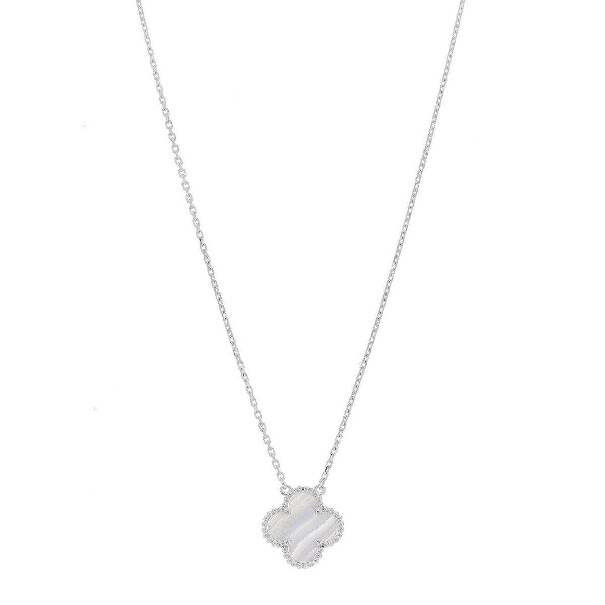ヴァンクリーフ＆アーペル ヴィンテージアルハンブラ ペンダントネックレス カルセドニー 18K ホワイトゴールド VAN CLEEF & ARPELS VINTAGE ALHAMBRA PENDANT NECKLACE CHALCEDONY 18K WHITE GOLD