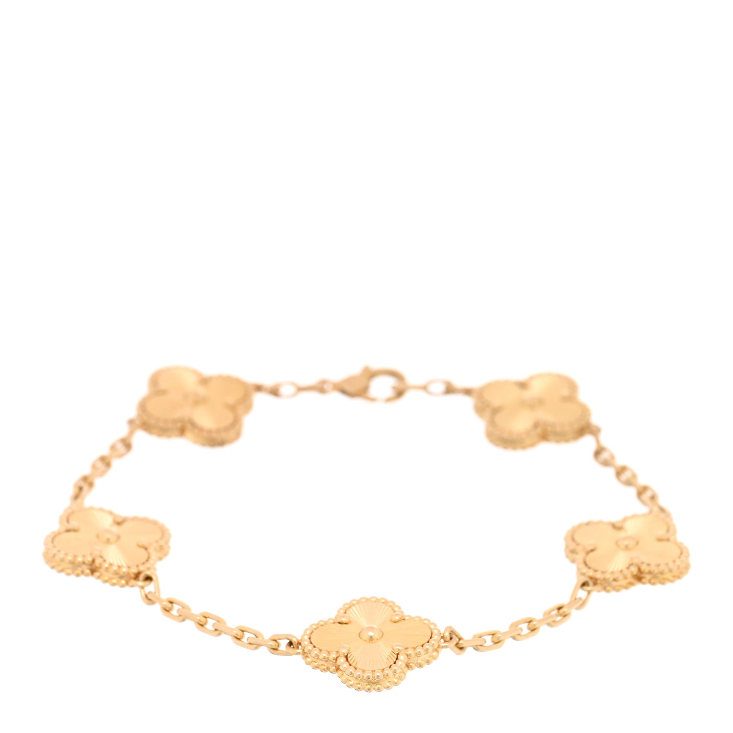 ヴァンクリーフ＆アーペル ヴィンテージアルハンブラ 5モチーフ ブレスレット ギョーシェ 18K イエローゴールド VAN CLEEF & ARPELS VINTAGE ALHAMBRA 5 MOTIFS BRACELET GUILLOCHÉ 18K YELLOW GOLD