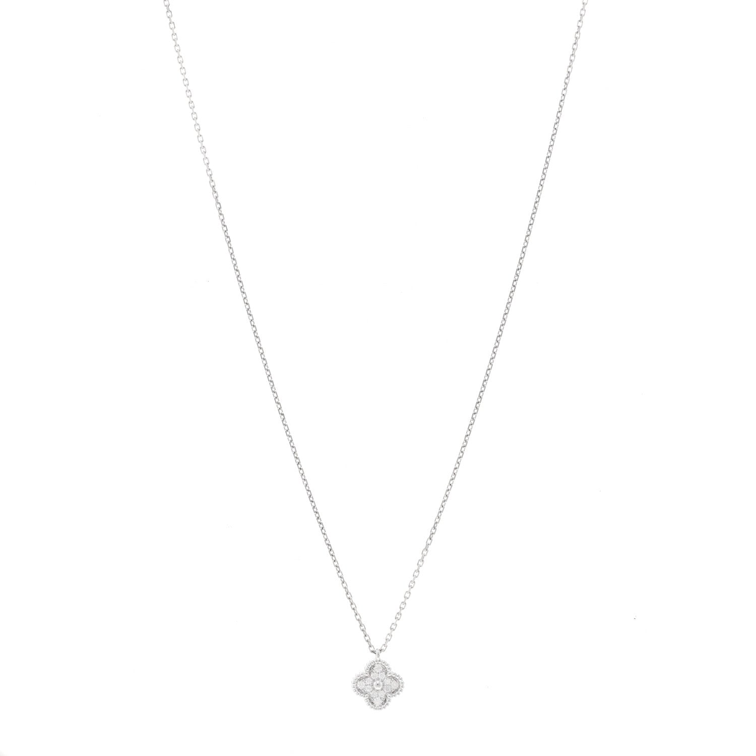 ヴァンクリーフ＆アーペル スウィートアルハンブラ ペンダントネックレス ダイヤモンド 18K ホワイトゴールド VAN CLEEF & ARPELS SWEET ALHAMBRA PENDANT NECKLACE DIAMOND 18K WHITE GOLD