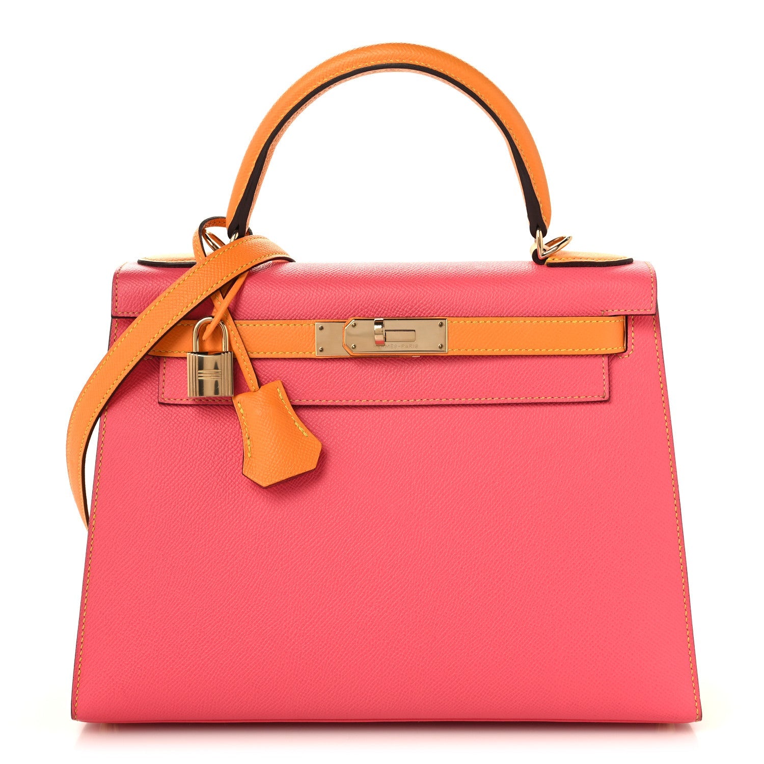 エルメス ケリー 28 HSS パーソナルオーダー 外縫い Rose Azalee Jaune D'or エプソン ゴールド金具 HERMES KELLY 28 HSS PERSONAL ORDER SELLIER ROSE AZALEE JAUNE D'OR EPSOM GOLD HARDWARE