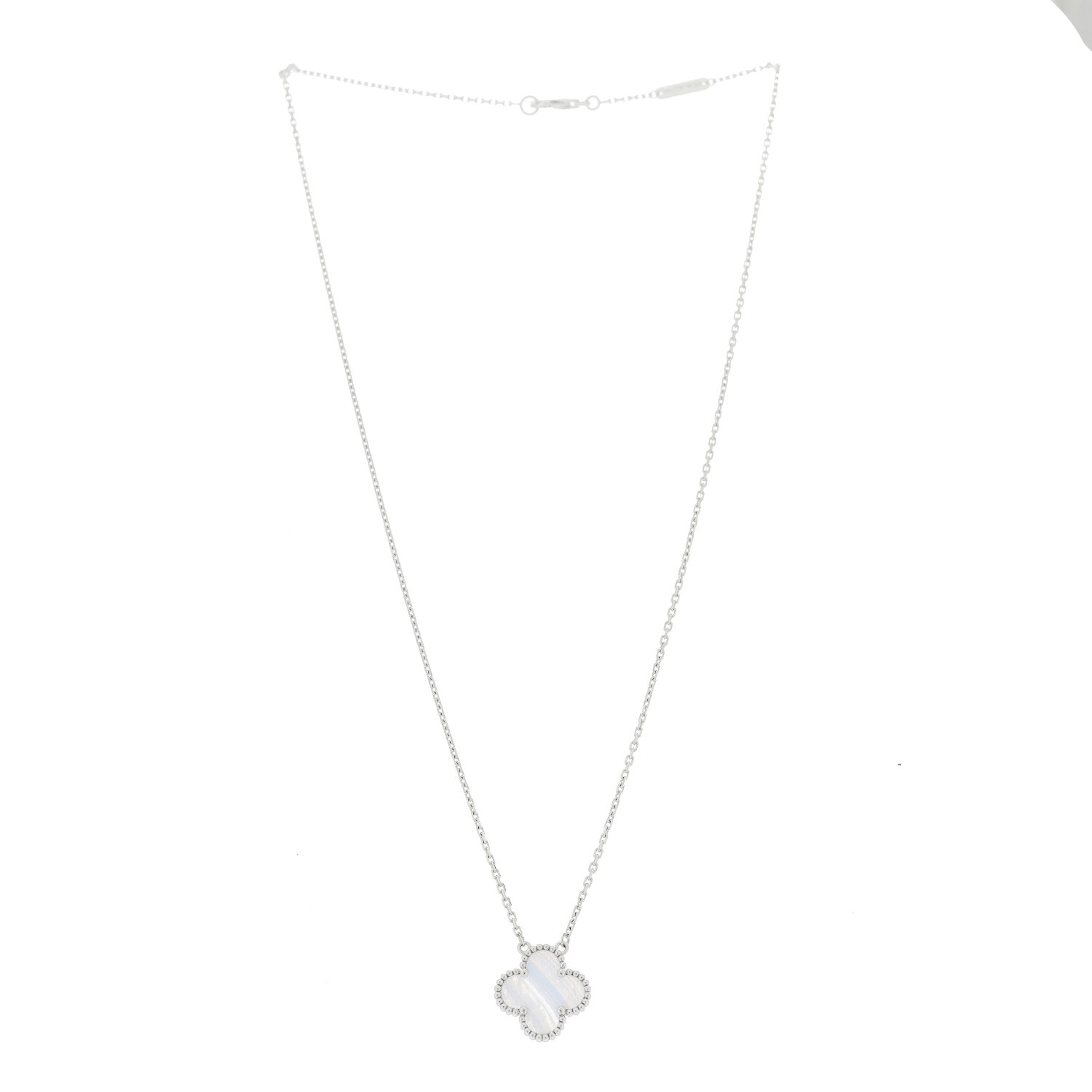 ヴァンクリーフ＆アーペル ヴィンテージアルハンブラ ペンダントネックレス カルセドニー 18K ホワイトゴールド VAN CLEEF & ARPELS VINTAGE ALHAMBRA PENDANT NECKLACE CHALCEDONY 18K WHITE GOLD
