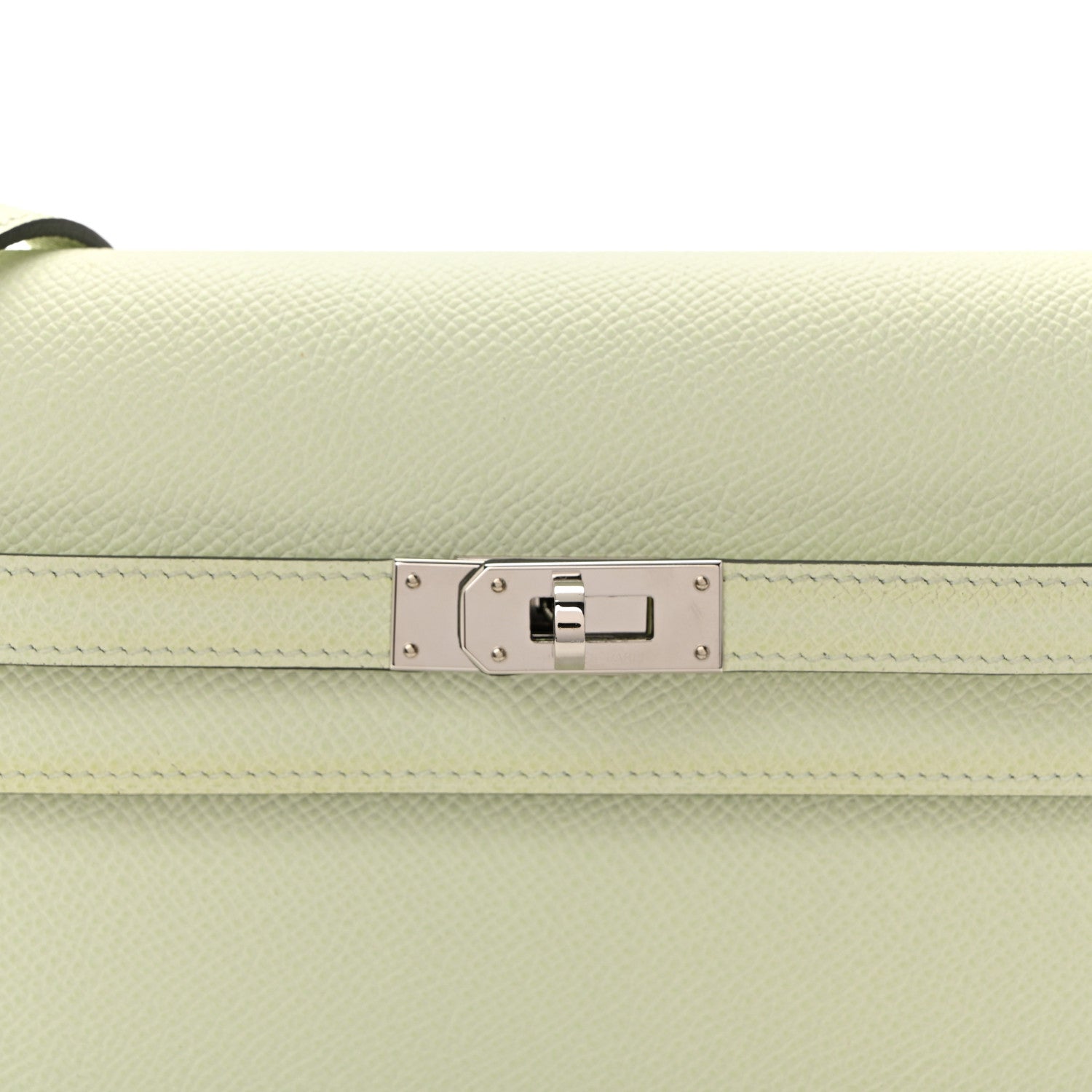 HERMES KELLY TO GO WALLET VERT FIZZ EPSOM SILVER HARDWARE