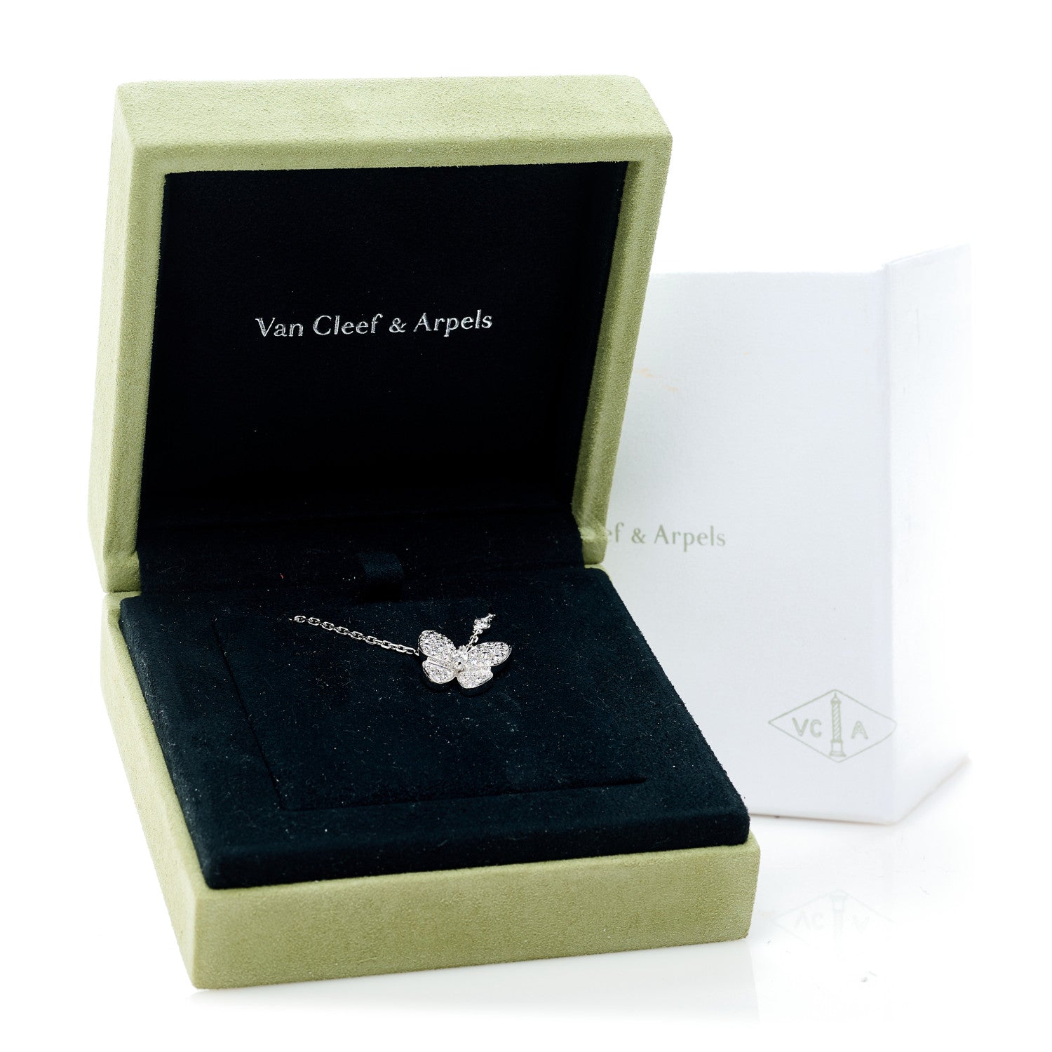 ヴァンクリーフ＆アーペル ツーバタフライ ペンダントネックレス ダイヤモンド 18K ホワイトゴールド VAN CLEEF & ARPELS TWO BUTTERFLY PENDANT NECKLACE DIAMOND 18K WHITE GOLD