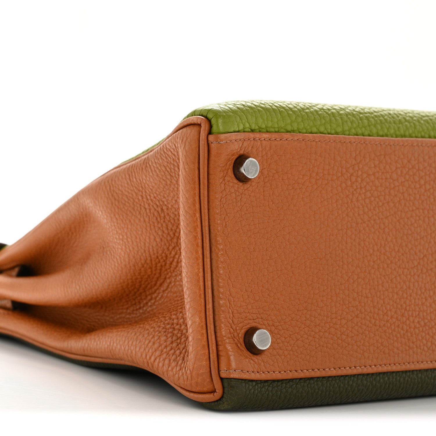 HERMES KELLY 32 SELLIER TRI-COLOR VERT ANIS GOLD VERT OLIVE FJORD / TOGO BLACK HARDWARE