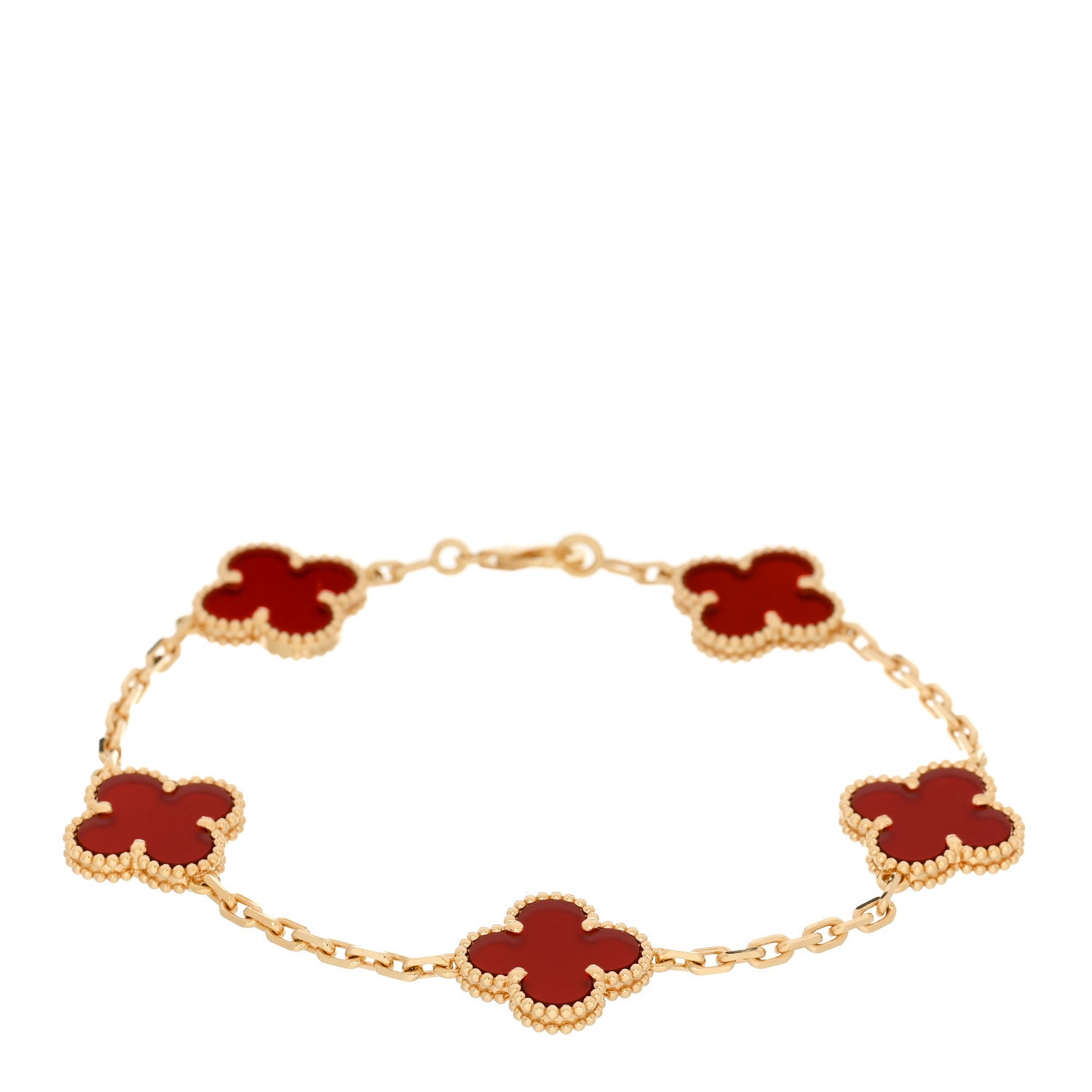 ヴァンクリーフ＆アーペル ヴィンテージアルハンブラ 5モチーフ ブレスレット カーネリアン 18K イエローゴールド VAN CLEEF & ARPELS VINTAGE ALHAMBRA 5 MOTIFS BRACELET CARNELIAN 18K YELLOW GOLD