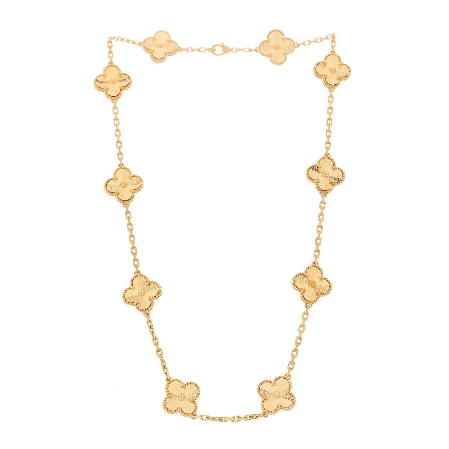 ヴァンクリーフ＆アーペル ヴィンテージアルハンブラ 10モチーフ ネックレス ギョーシェ 18K イエローゴールド VAN CLEEF & ARPELS VINTAGE ALHAMBRA 10 MOTIFS NECKLACE GUILLOCHÉ 18K YELLOW GOLD