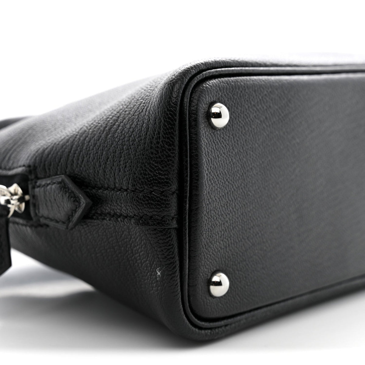 Hermès Mini Bolide 1923 Black Chèvre Mysore Silver Hardware