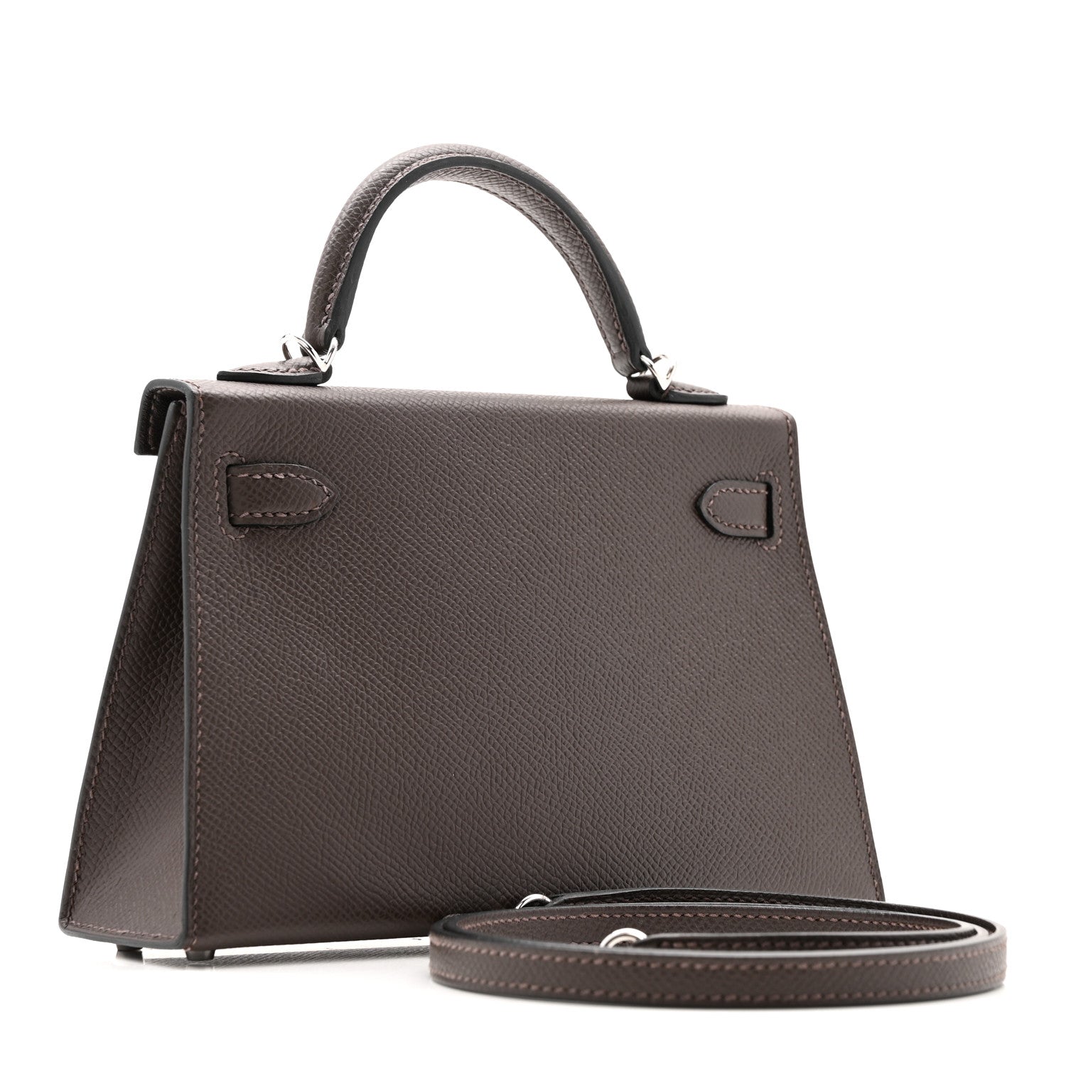 エルメス ミニケリー 20 外縫い Ebene エプソン エレクトラム金具 ゴールド金具/シルバー金具 HERMES MINI KELLY 20 SELLIER EBENE EPSOM