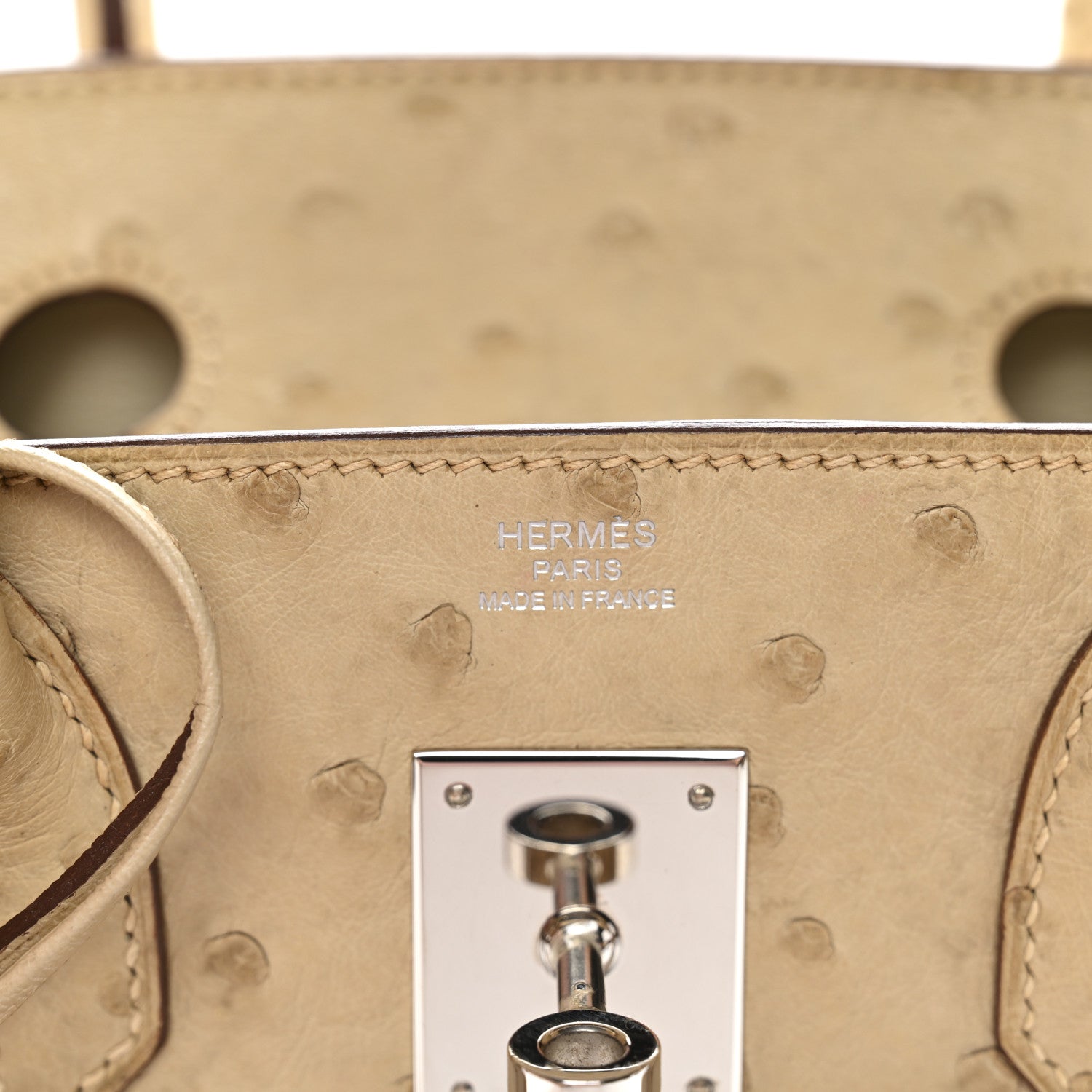 HERMES BIRKIN 30 PARCHEMIN OSTRICH SILVER HARDWARE