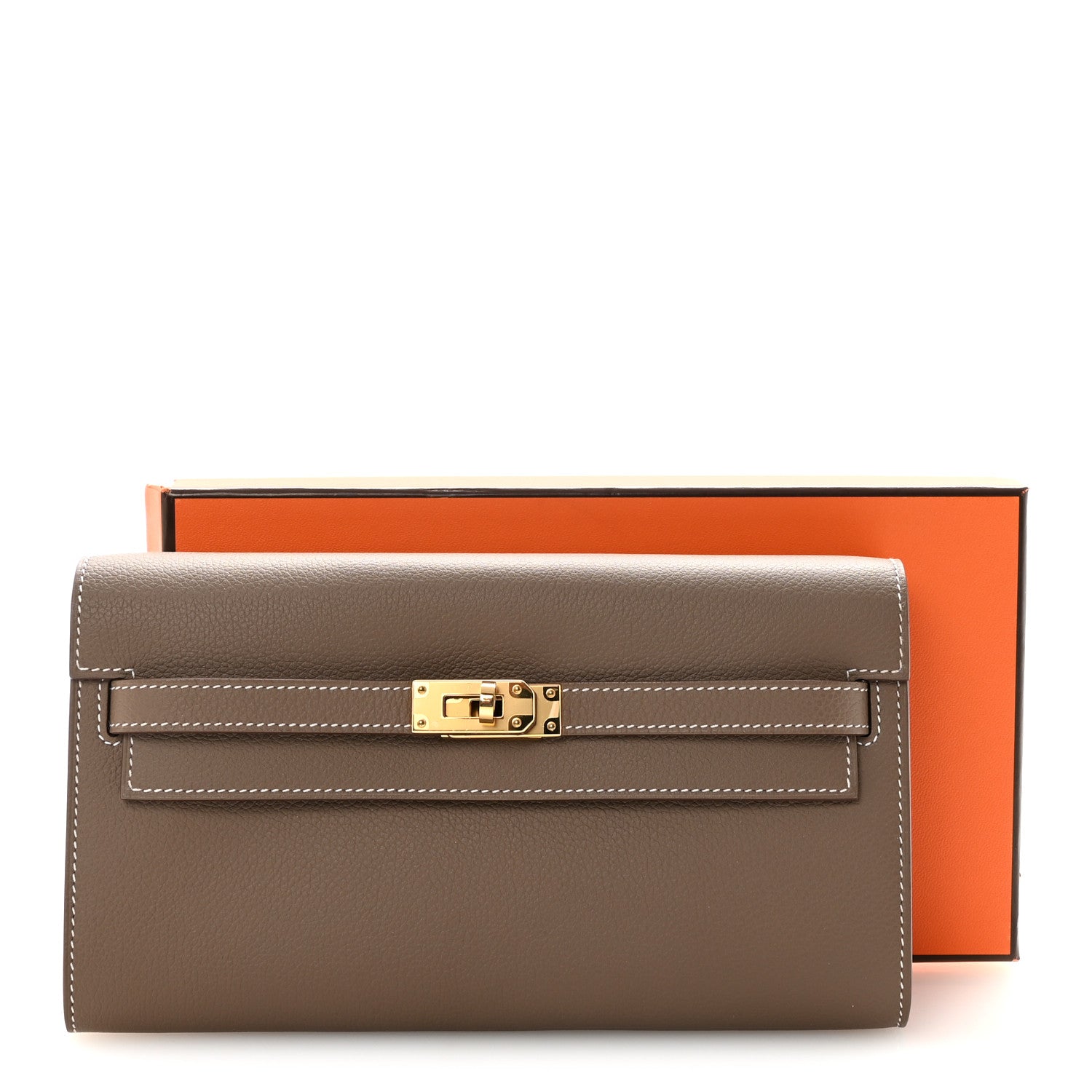 エルメス ケリートゥーゴー 長財布 Etoupe エバーカラー ゴールド金具 HERMES KELLY TO GO WALLET ETOUPE EVERCOLOR GOLD HARDWARE