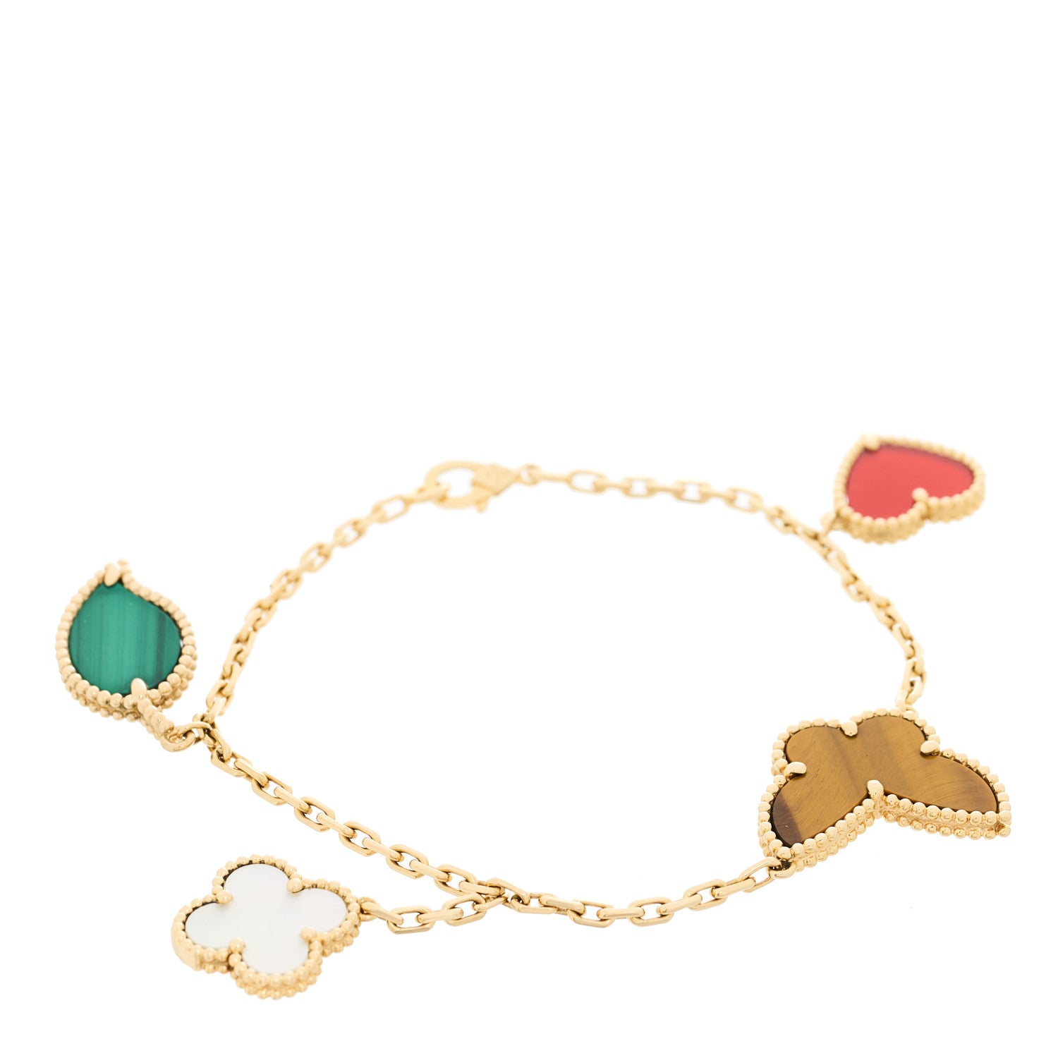 ヴァンクリーフ＆アーペル ラッキーアルハンブラ 4モチーフ ブレスレット マルチカラー 18K イエローゴールド VAN CLEEF & ARPELS LUCKY ALHAMBRA 4 MOTIFS BRACELET MULTICOLOR 18K YELLOW GOLD