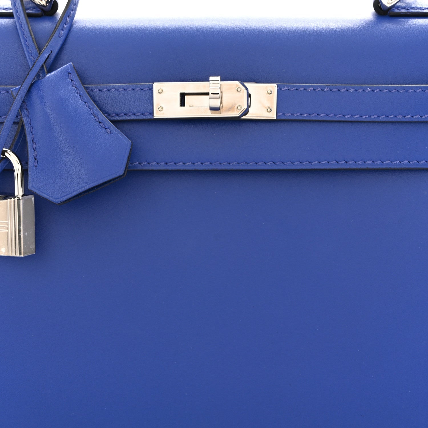 エルメス ケリー 25 外縫い Bleu Electrique ボックス シルバー金具