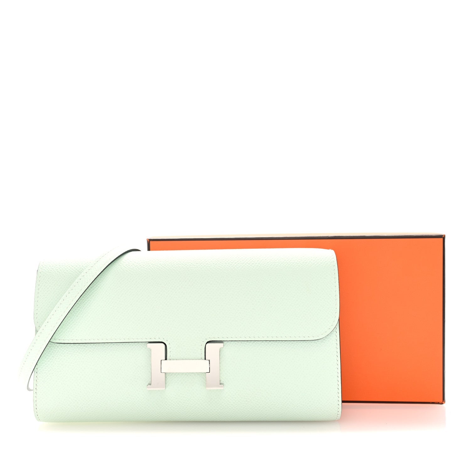 HERMES CONSTANCE TO GO WALLET VERT PEPPERMINT EPSOM SILVER HARDWARE