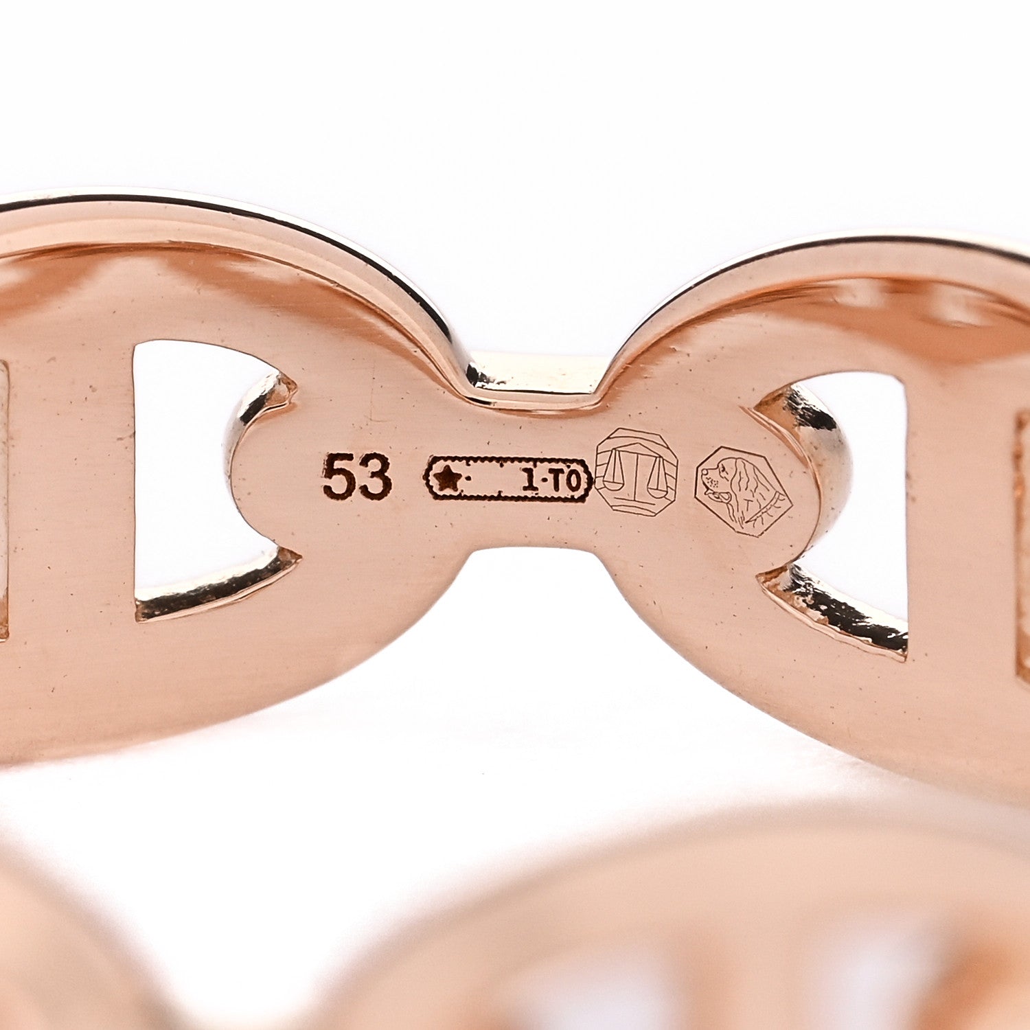 エルメス 18K ローズ ゴールド PM シェーヌ ダンクル アンシャイネ リング 53 6.5