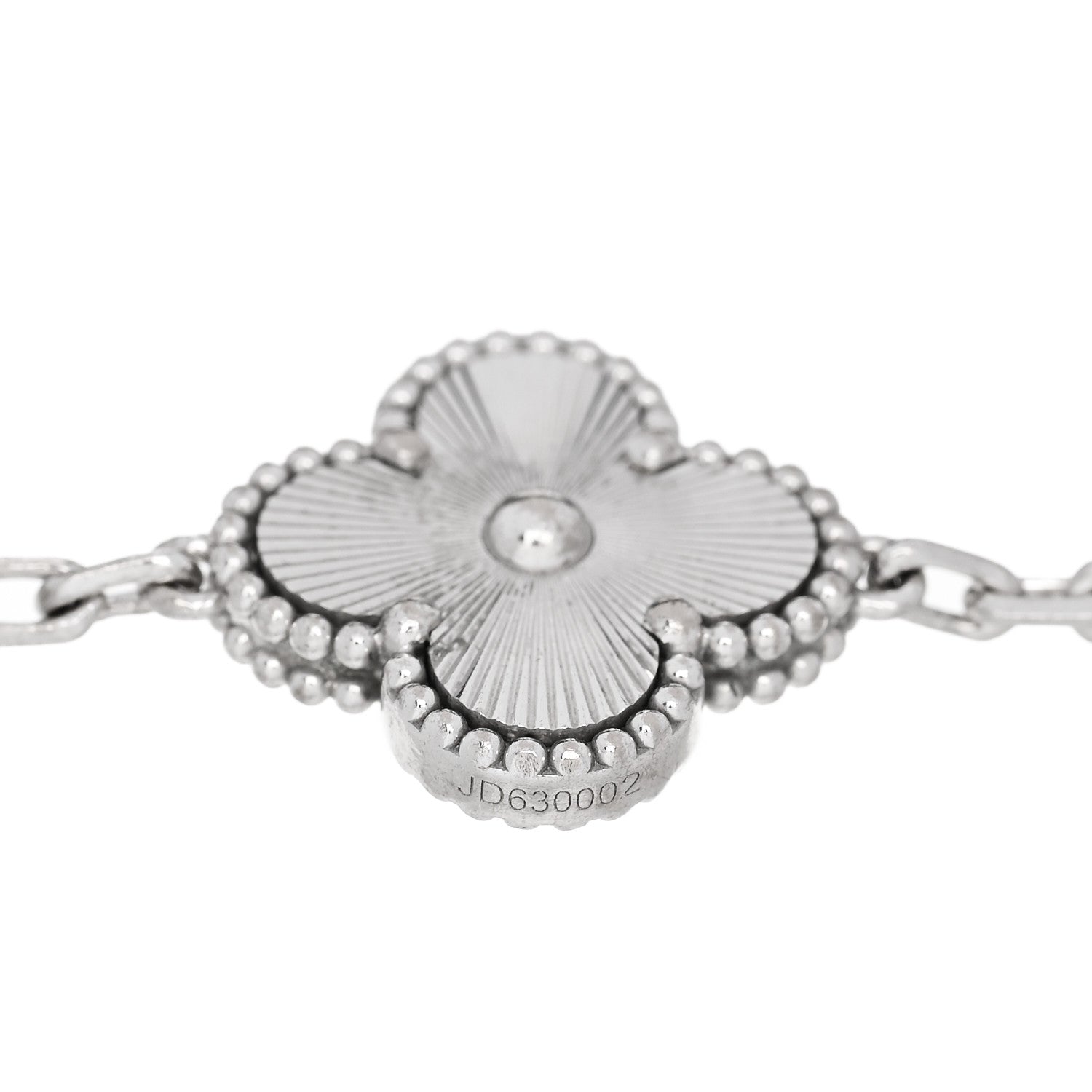 ヴァンクリーフ＆アーペル ヴィンテージアルハンブラ 5モチーフ ブレスレット ギョーシェ 18K ホワイトゴールド VAN CLEEF & ARPELS VINTAGE ALHAMBRA 5 MOTIFS BRACELET GUILLOCHÉ 18K WHITE GOLD