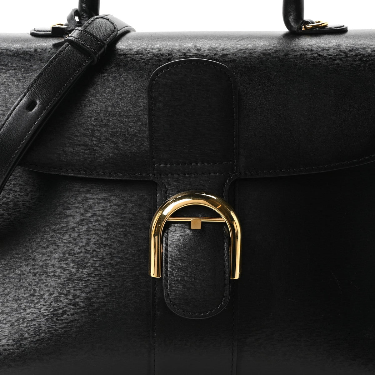 デルヴォー ブリヨン MM ショルダーバッグ Black ボックスカーフスキン ゴールド金具 DELVAUX BRILLANT MM SHOULDER BAG BLACK BOX CALFSKIN GOLD HARDWARE