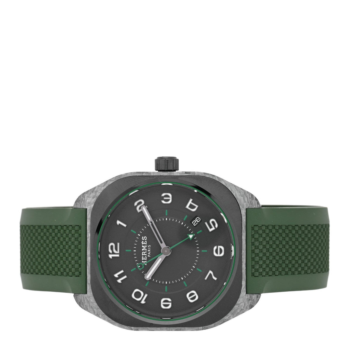 エルメス H08 ウォッチ 39mm グラスファイバーセラミック ヴェール ラバー HERMES H08 WATCH 39MM GLASS FIBER CERAMIC VERT RUBBER