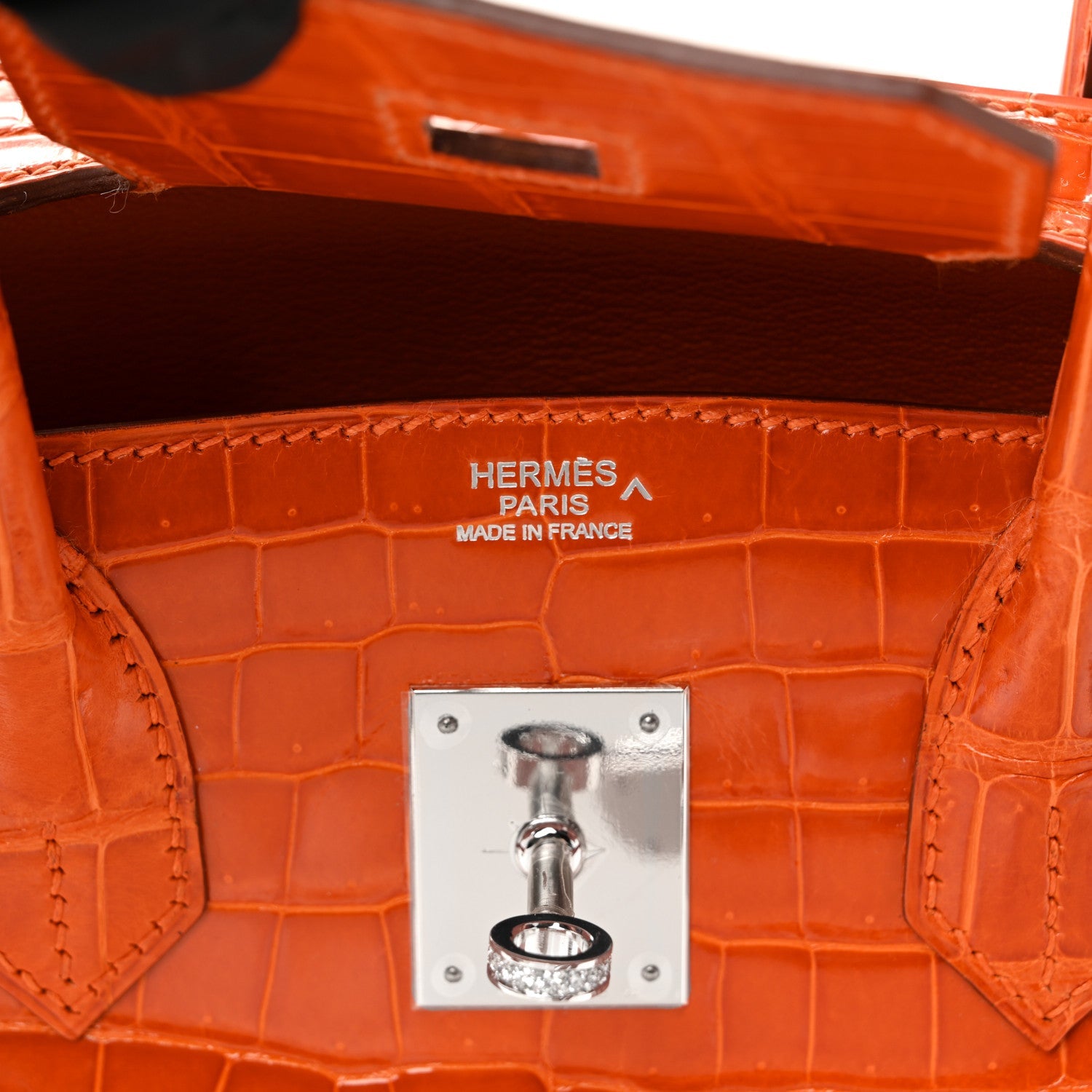 HERMES BIRKIN 30 ORANGE SHINY POROSUS CROCODILE GOLD HARDWARE