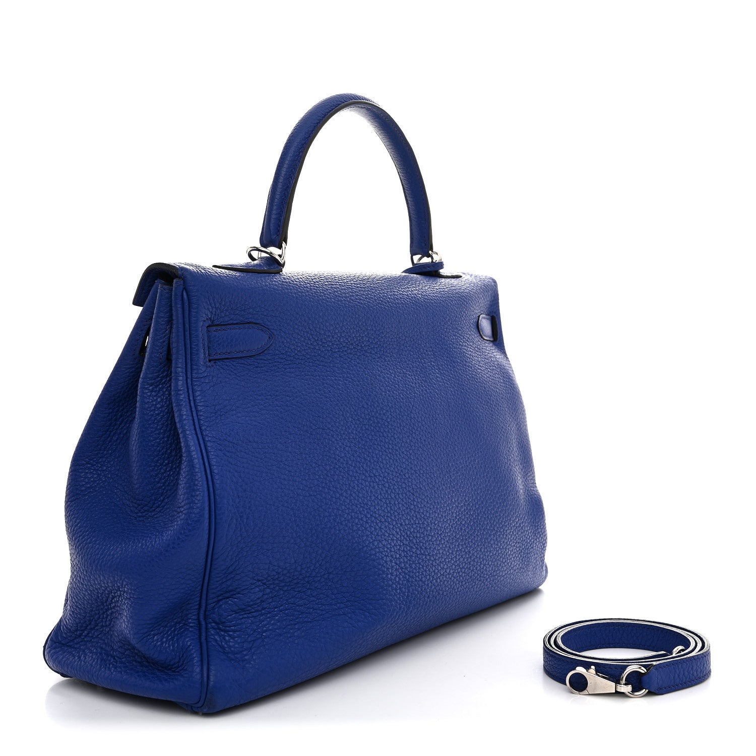 HERMES KELLY 35 RETOURNE BLEU ELECTRIQUE TOGO SILVER HARDWARE