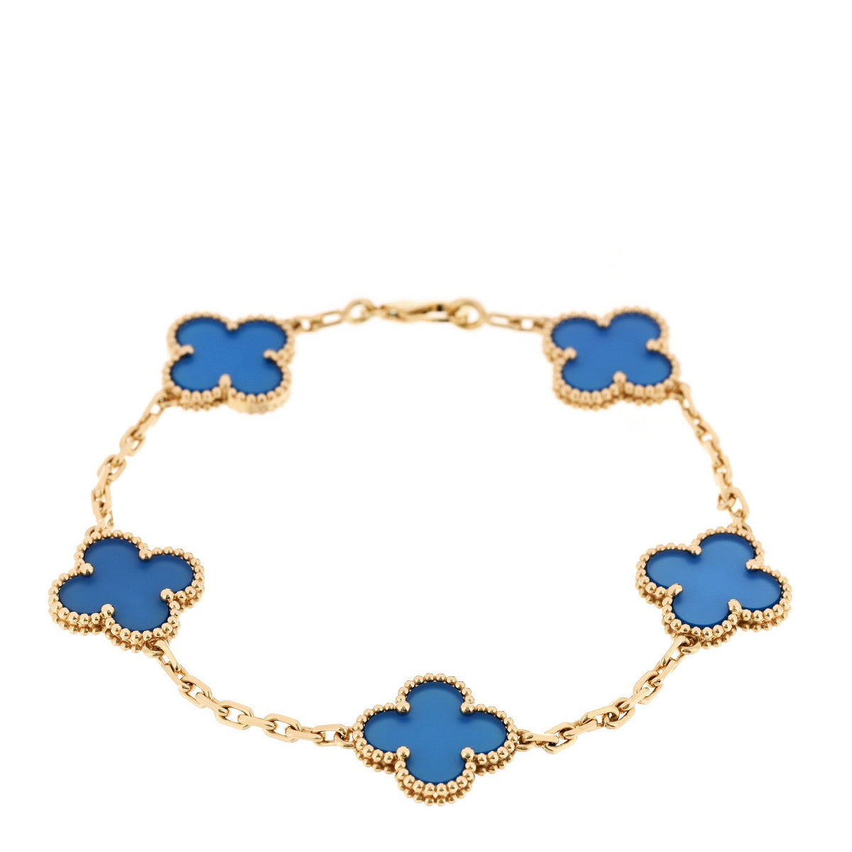 ヴァンクリーフ＆アーペル ヴィンテージアルハンブラ 5モチーフ ブレスレット ブルーアゲート 18K イエローゴールド VAN CLEEF & ARPELS VINTAGE ALHAMBRA 5 MOTIFS BRACELET BLUE AGATE 18K YELLOW GOLD