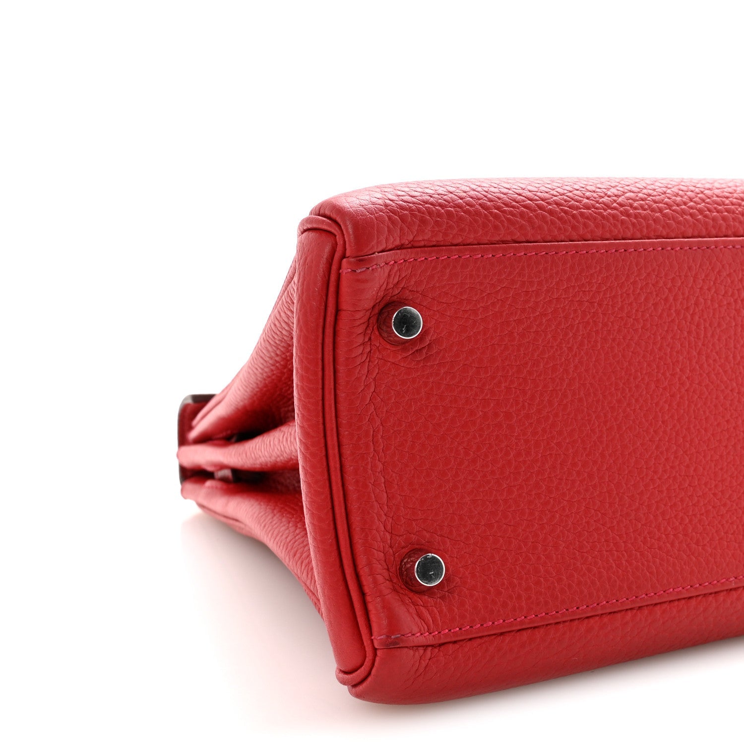 HERMES KELLY 32 RETOURNE ROUGE CASAQUE TOGO SILVER HARDWARE