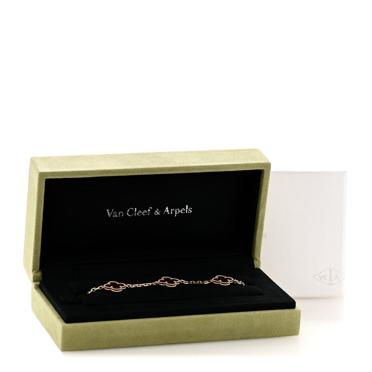 Van Cleef & Arpels Vintage Alhambra 5 Motifs Bracelet Pink Enamel 18K Yellow Gold