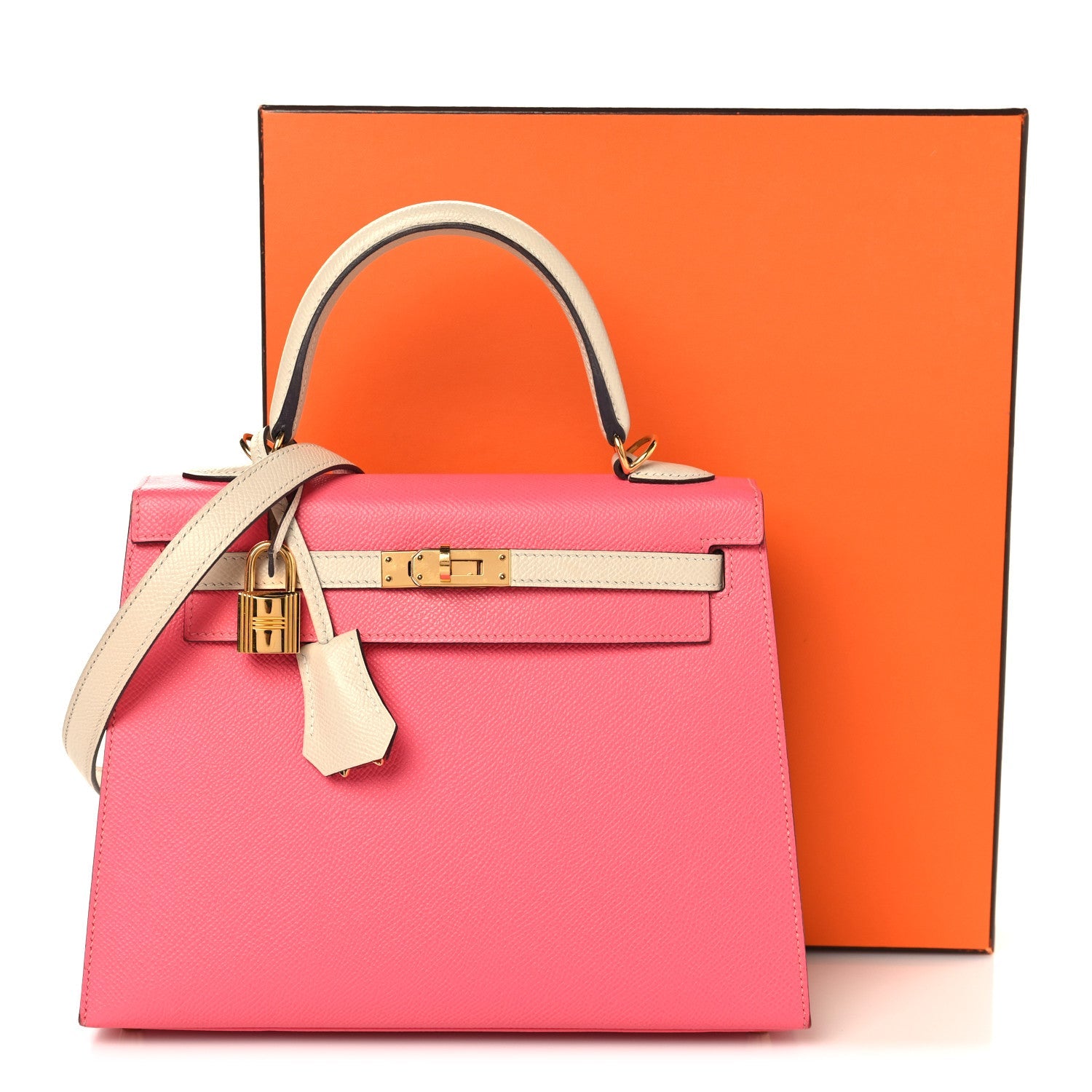 HERMES KELLY 25 SELLIER HSS SPECIAL ORDER ROSE AZALEE CRAIE EPSOM BRUSHED GOLD HARDWARE