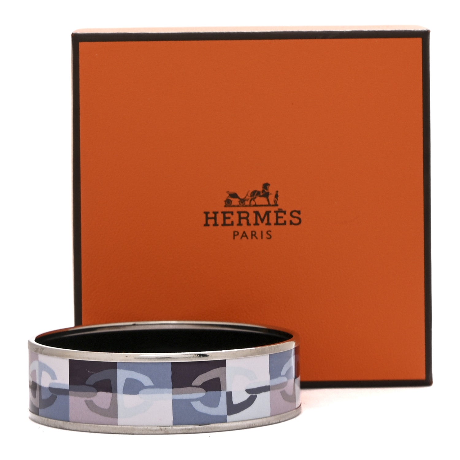 Hermès Enamel Print Optique Chaine d'Ancre Wide Bracelet 65