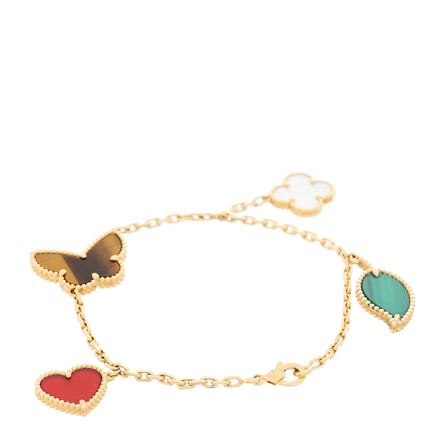ヴァンクリーフ＆アーペル ラッキーアルハンブラ 4モチーフ ブレスレット マルチカラー 18K イエローゴールド VAN CLEEF & ARPELS LUCKY ALHAMBRA 4 MOTIFS BRACELET MULTICOLOR 18K YELLOW GOLD