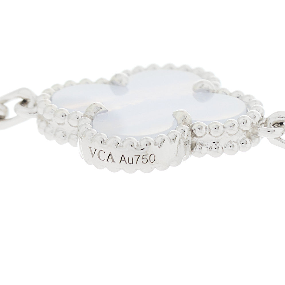 ヴァンクリーフ＆アーペル ヴィンテージアルハンブラ 10モチーフ ネックレス カルセドニー 18K ホワイトゴールド VAN CLEEF & ARPELS VINTAGE ALHAMBRA 10 MOTIFS NECKLACE CHALCEDONY 18K WHITE GOLD