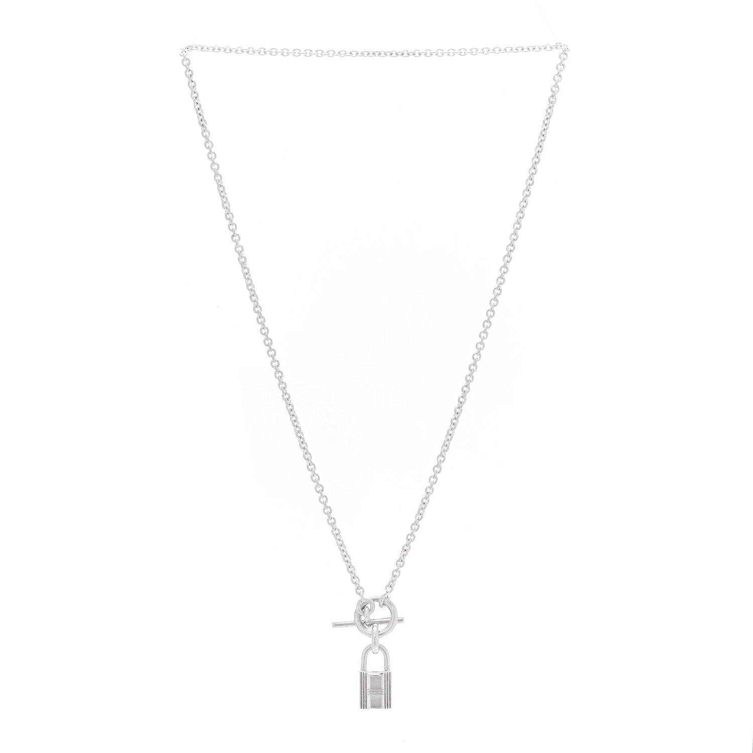 Hermès Sterling Silver Cadenas Kelly Lock Pendant Necklace